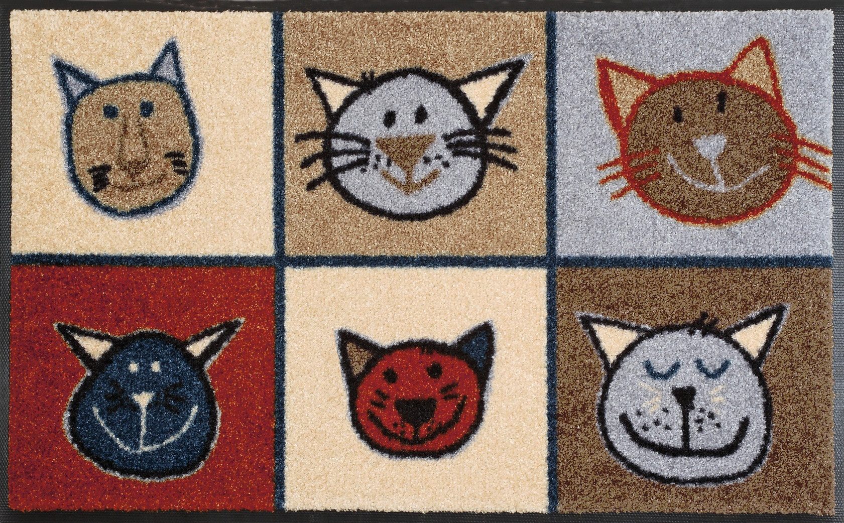 wash+dry by Kleen-Tex Mat Miau Miau Inloopmat, motief poezen, antislip, wasbaar deurmatten maat 2 multicolor
