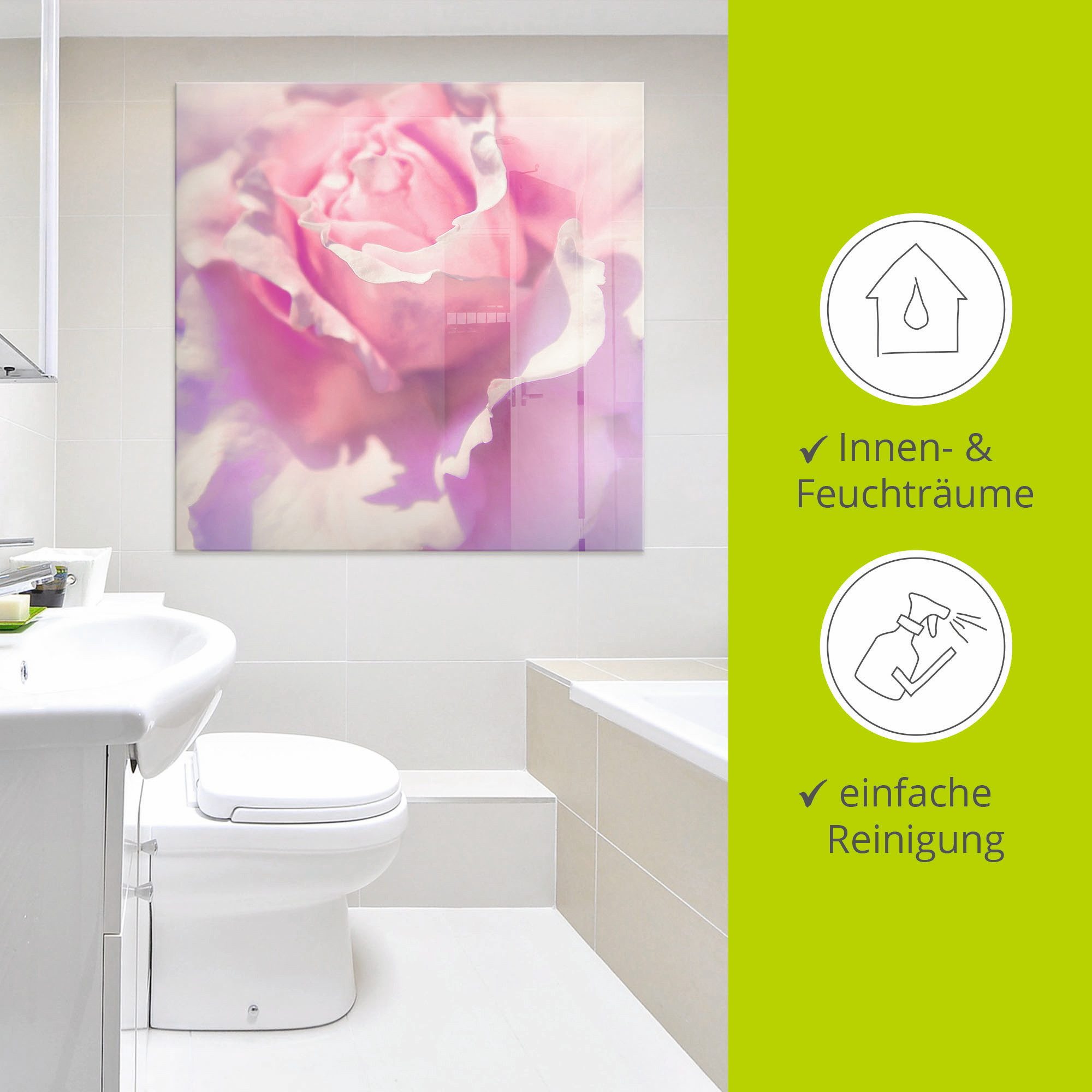 Artland Print op glas Roze in verschillende maten