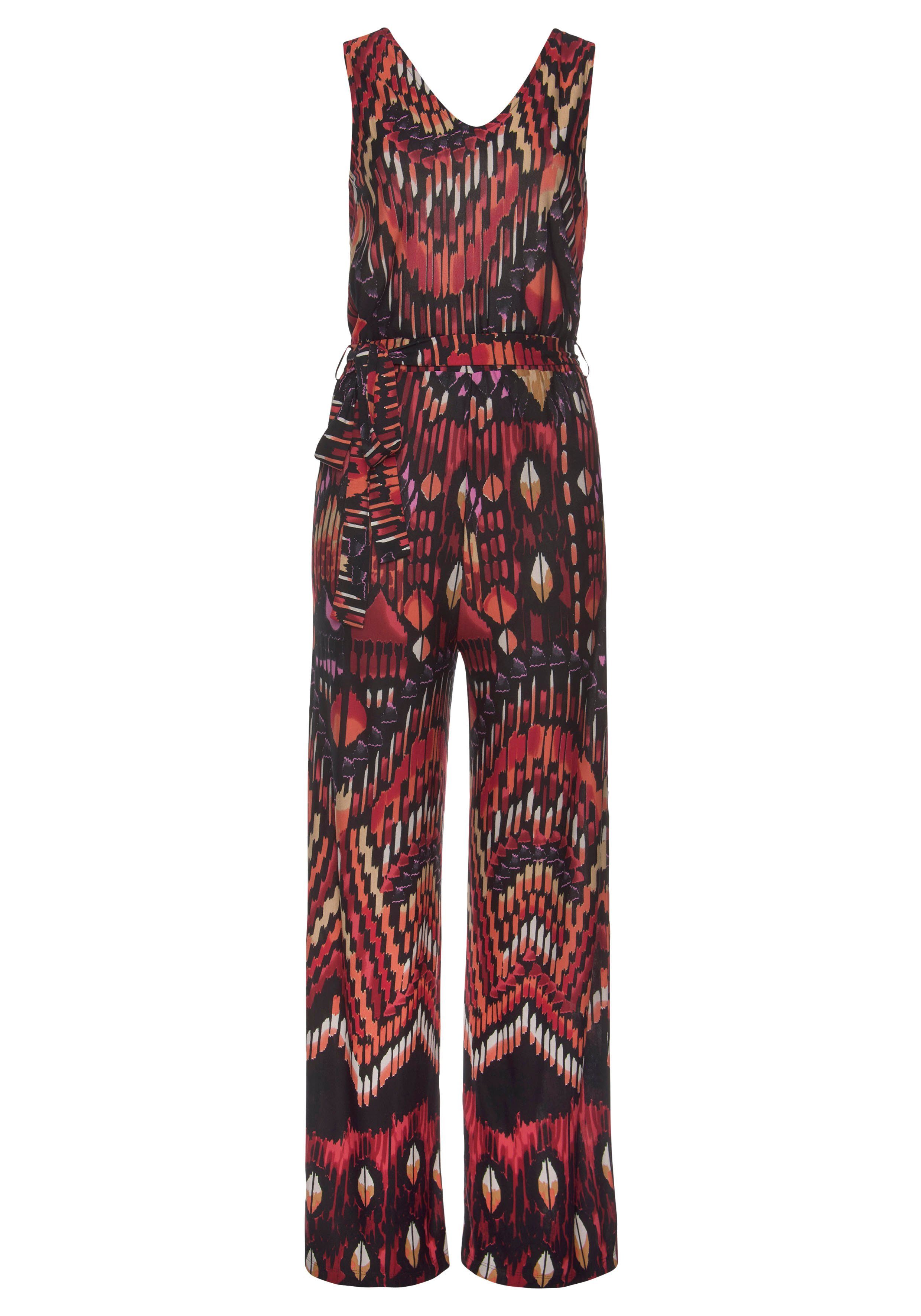 Buffalo Jumpsuit met alloverprint en wijde pijpen, zomerse jumpsuit met zakken