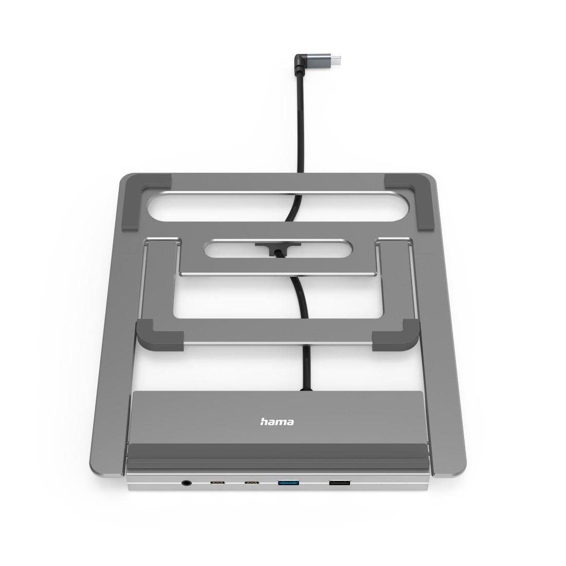 Hama Laptop-dockingstation USB-C dockingstation, stand notebook houder 12 poorten voor laptop 4x usb-a, 3x usb-c, 2x hdmi, 1x displayport, 1x lan, 1x 3,5mm audio aux