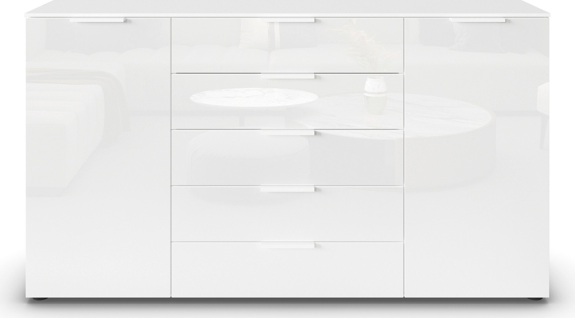 rauch Ladekast Commode deurkast sideboard combikast FLIPP met glasfront 2-deurs met 5 lades en soft-close, 2 breedtes made in germany