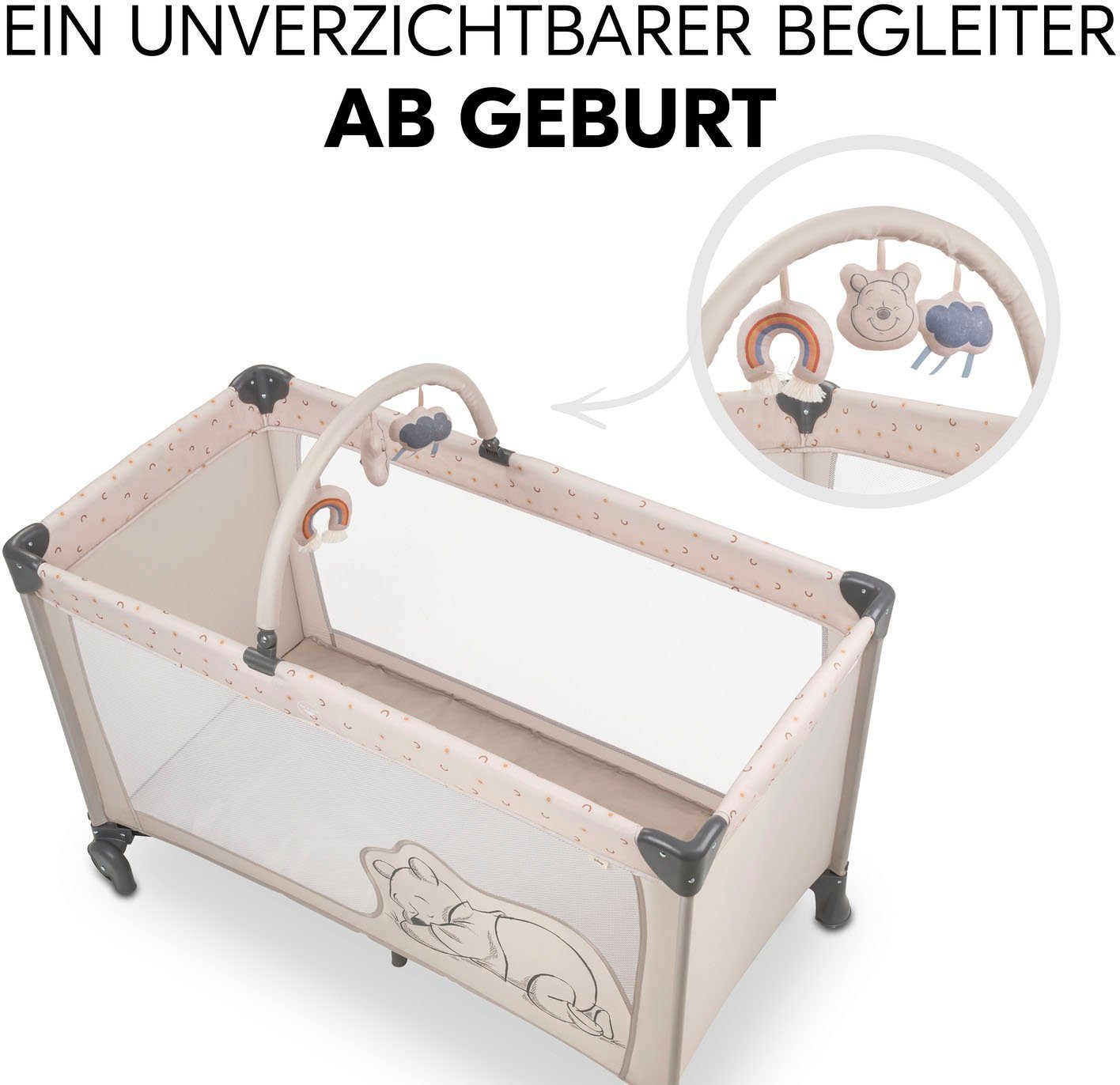 Hauck Baby-campingbed Dream N Play Go, Pooh Rainbow, beige