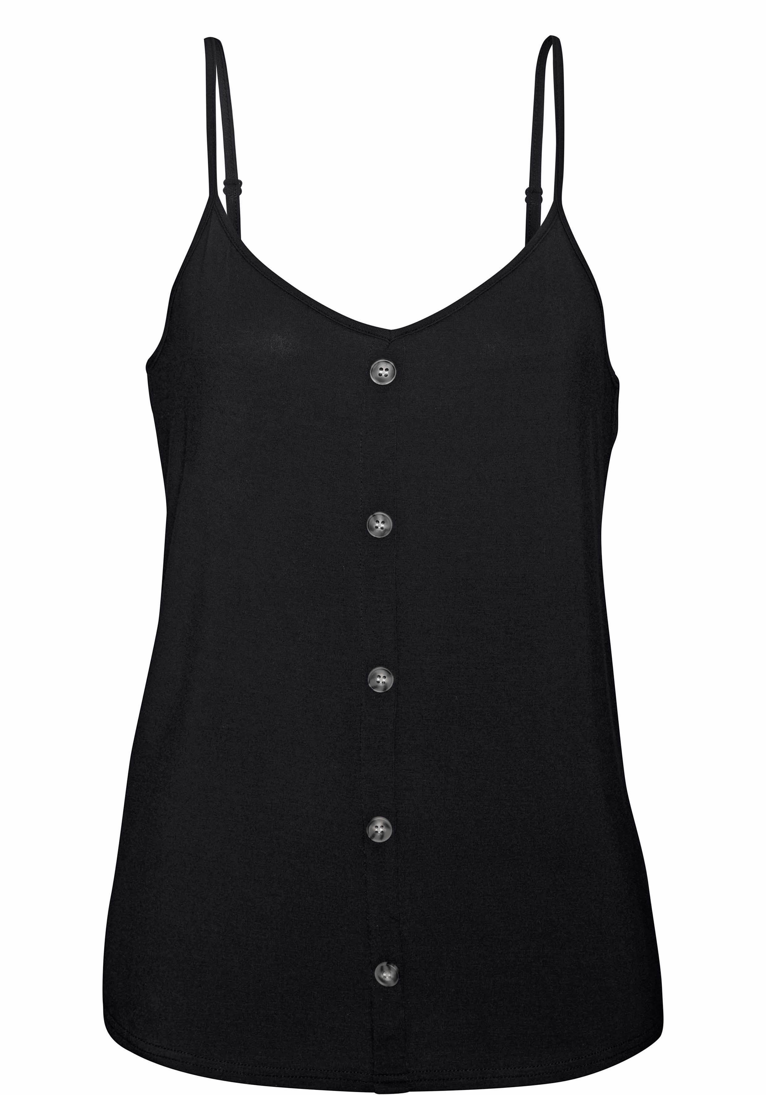 Lascana Top met spaghettibandjes Met sierknoppen in hoornlook (2-delig Set van 2)
