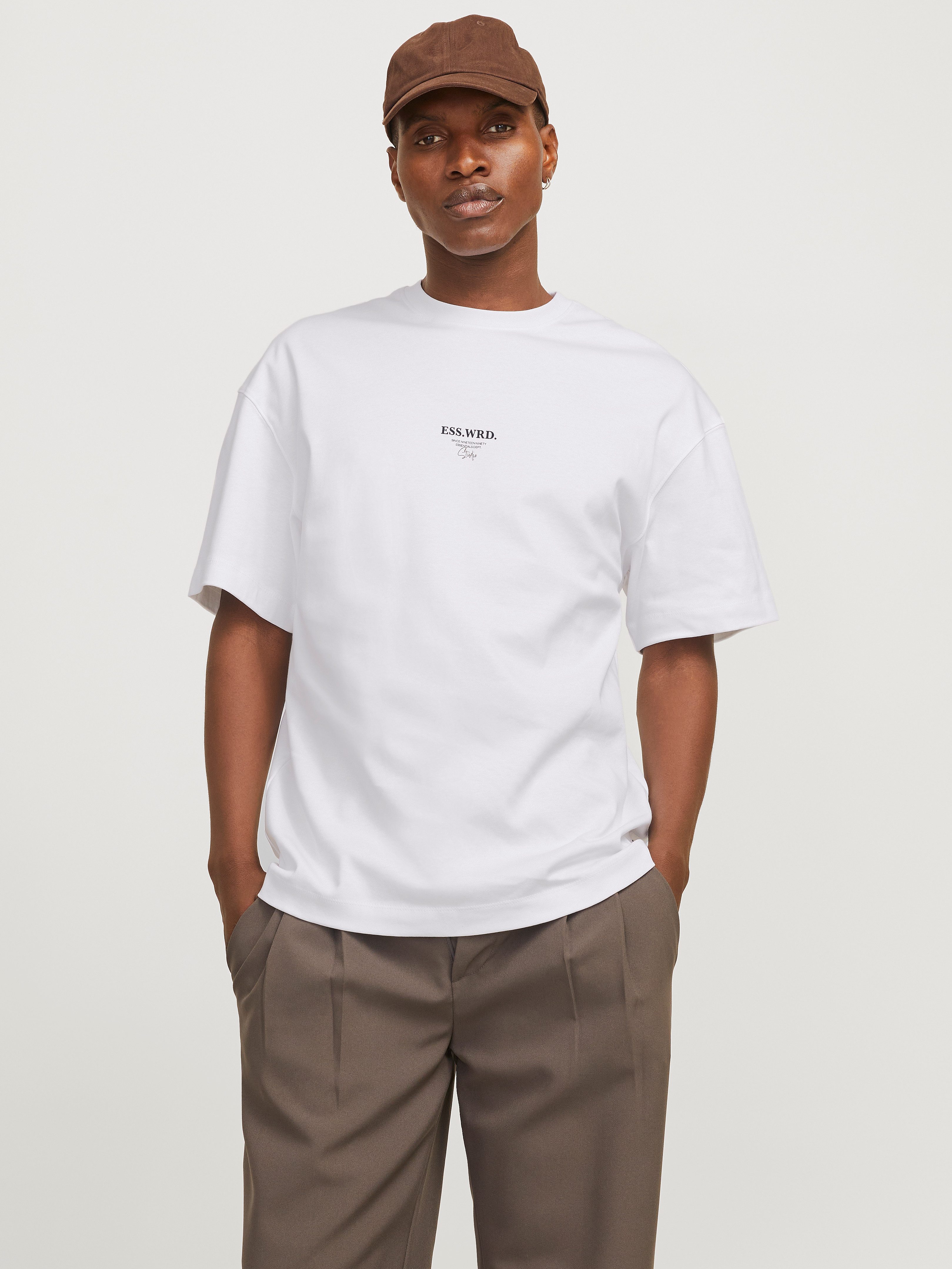 Jack & Jones Shirt met ronde hals JJEURBAN EDGE STUDIO TEE SS O-NECK NOOS heren ronde hals maat S wit