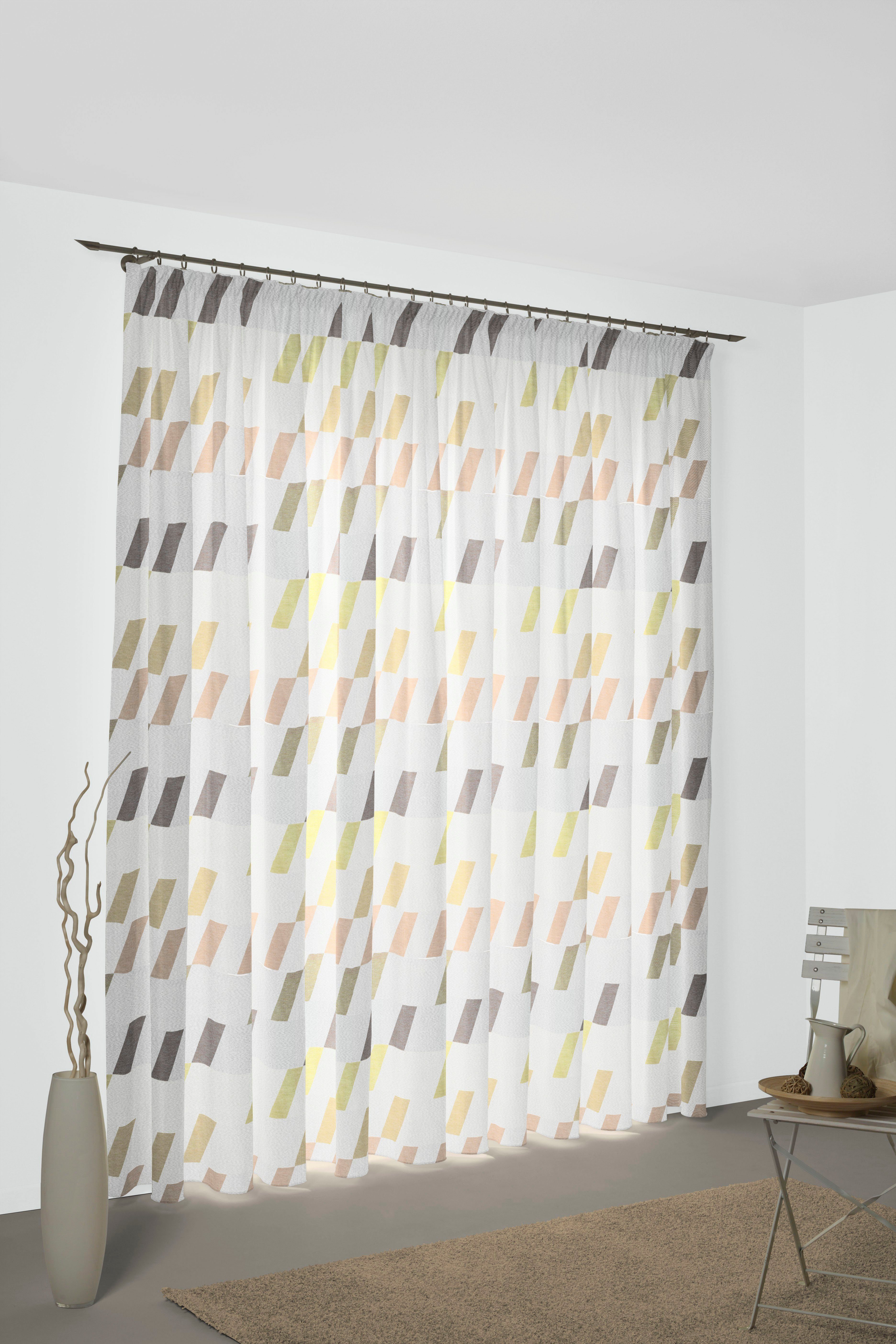 Wirth Gordijn Bray (1 stuk) kant & klaar gordijnen maat 132 cm x 245 cm groen