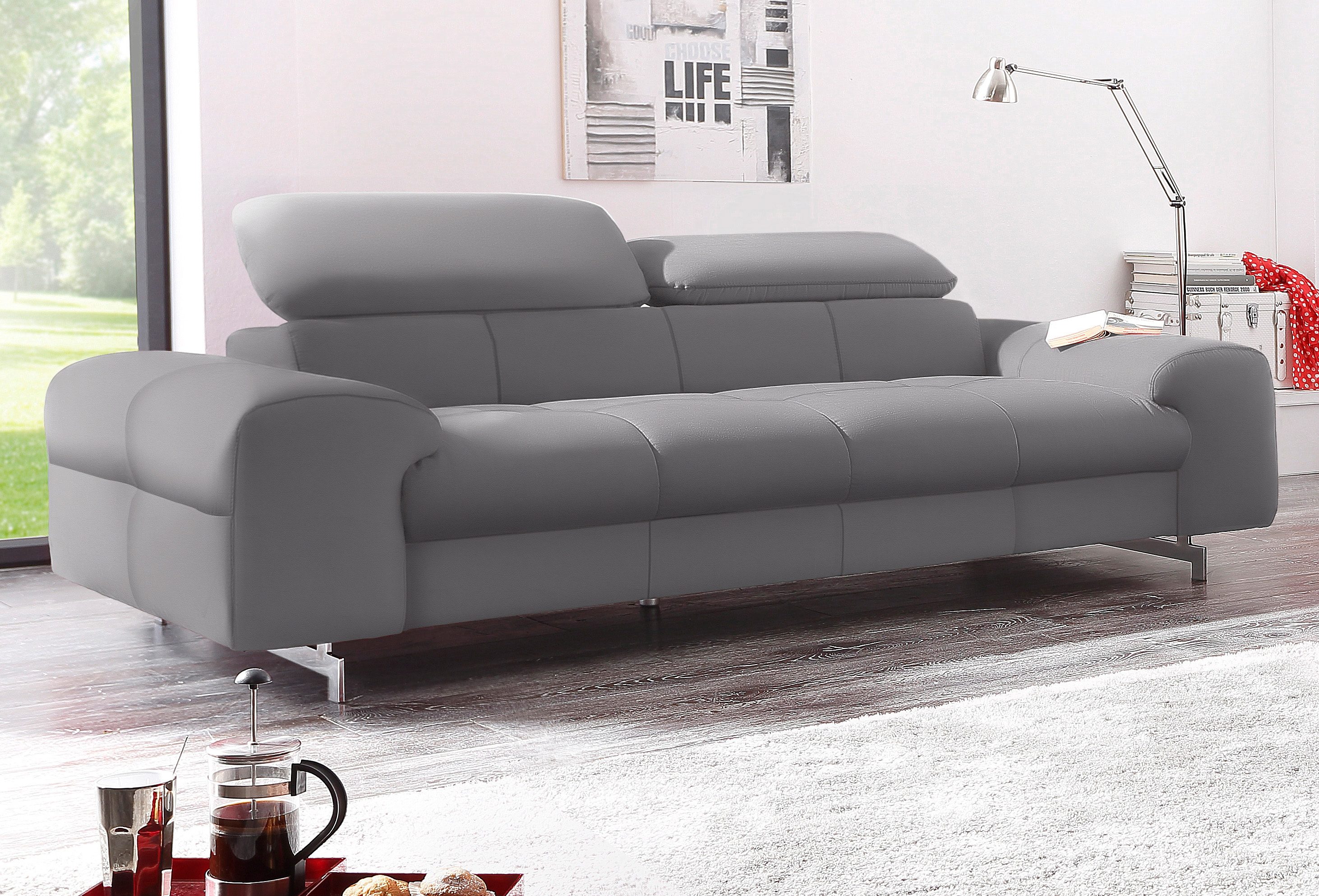COTTA 3-zitsbank Chef Big-sofa met verstelbare rugleuning, elegante metalen poten