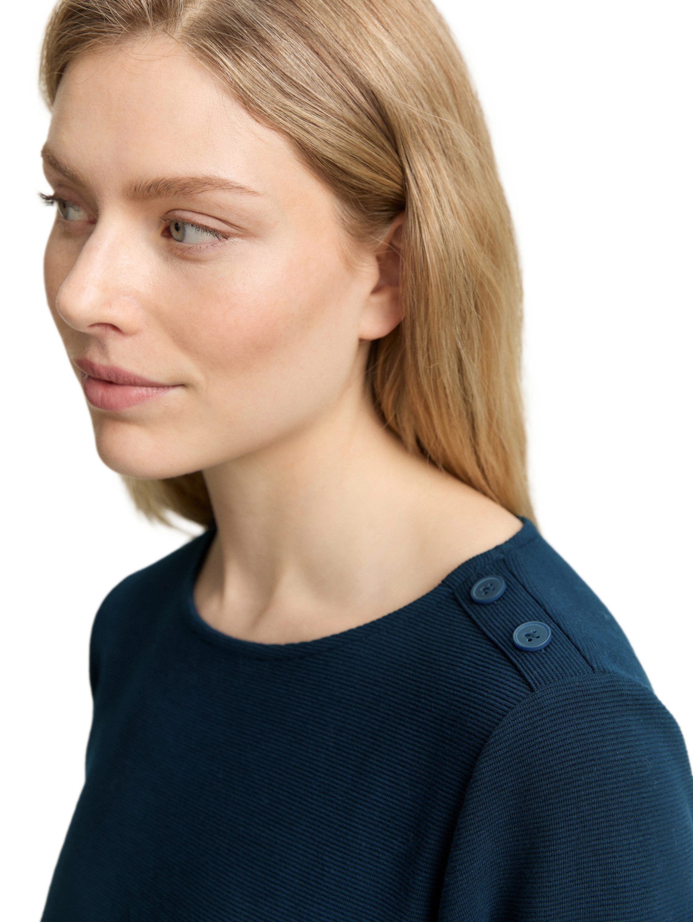 Tom Tailor Shirt met lange mouwen met knopen op de schouder