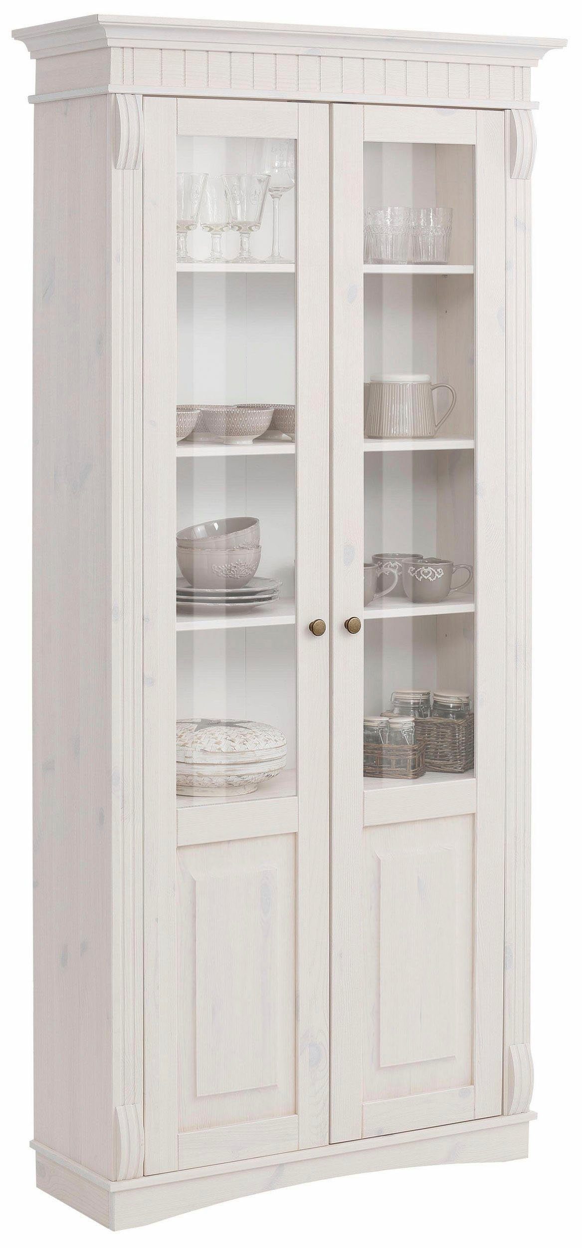 Home affaire Vitrinekast Teresa met 2 glazen deuren, hoogte 193 cm, van massief grenen, fsc®