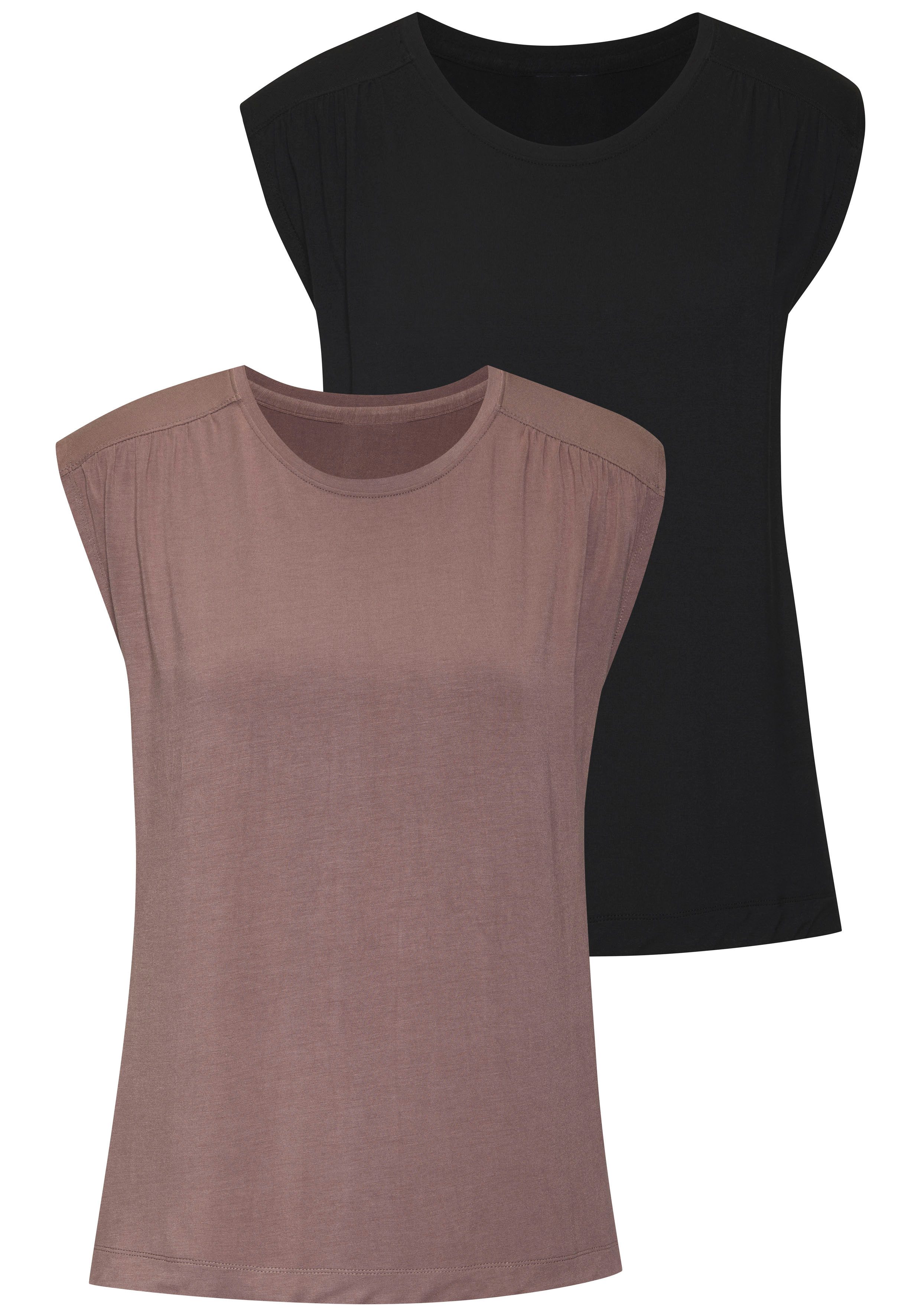 Lascana Shirttop Met schouderrimpeling van zachte viscose-stretch dames tops maat 32 zwart