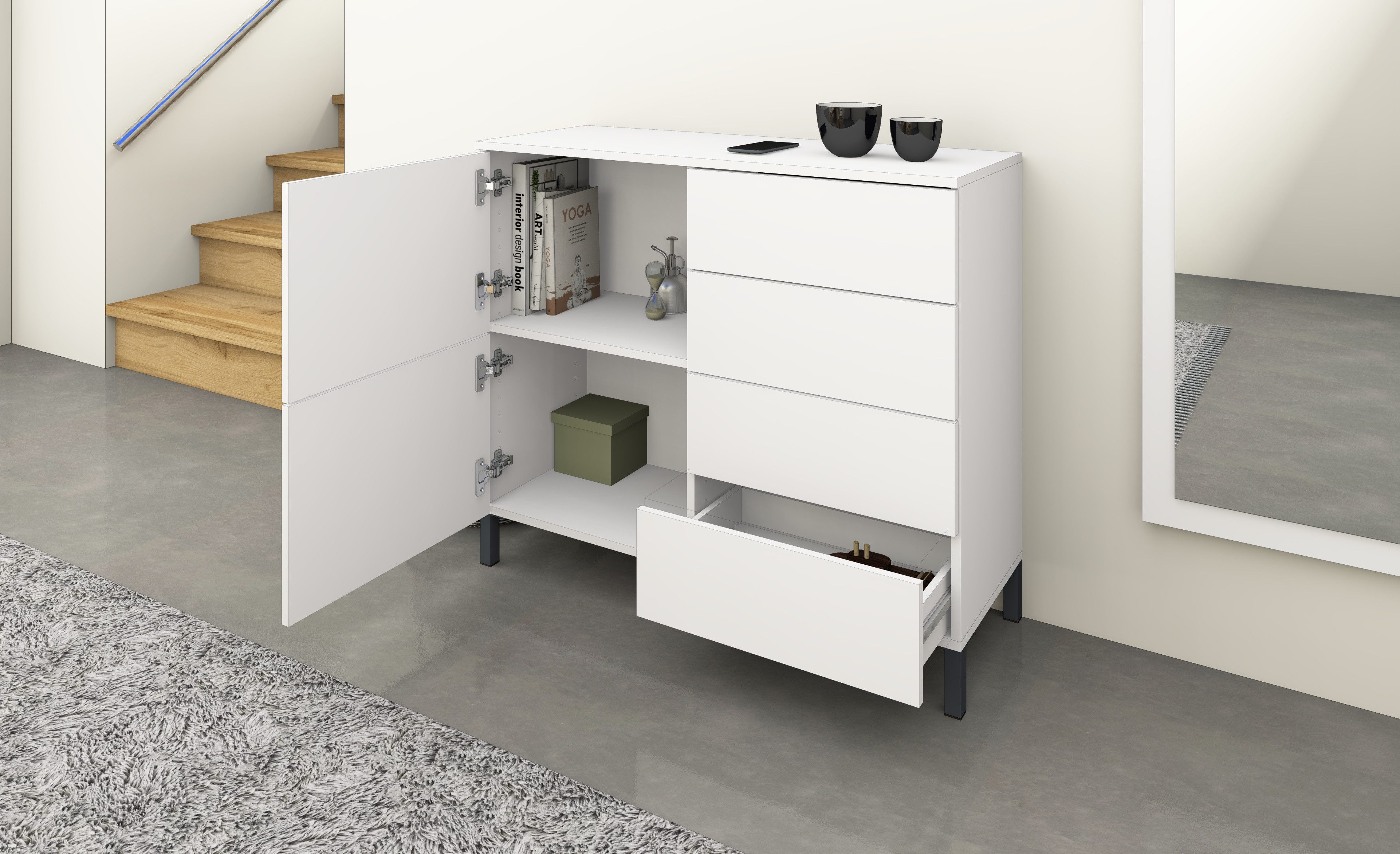 borchardt Möbel Kast Drukknop (Push-To-Open), in hoogte verstelbare planken