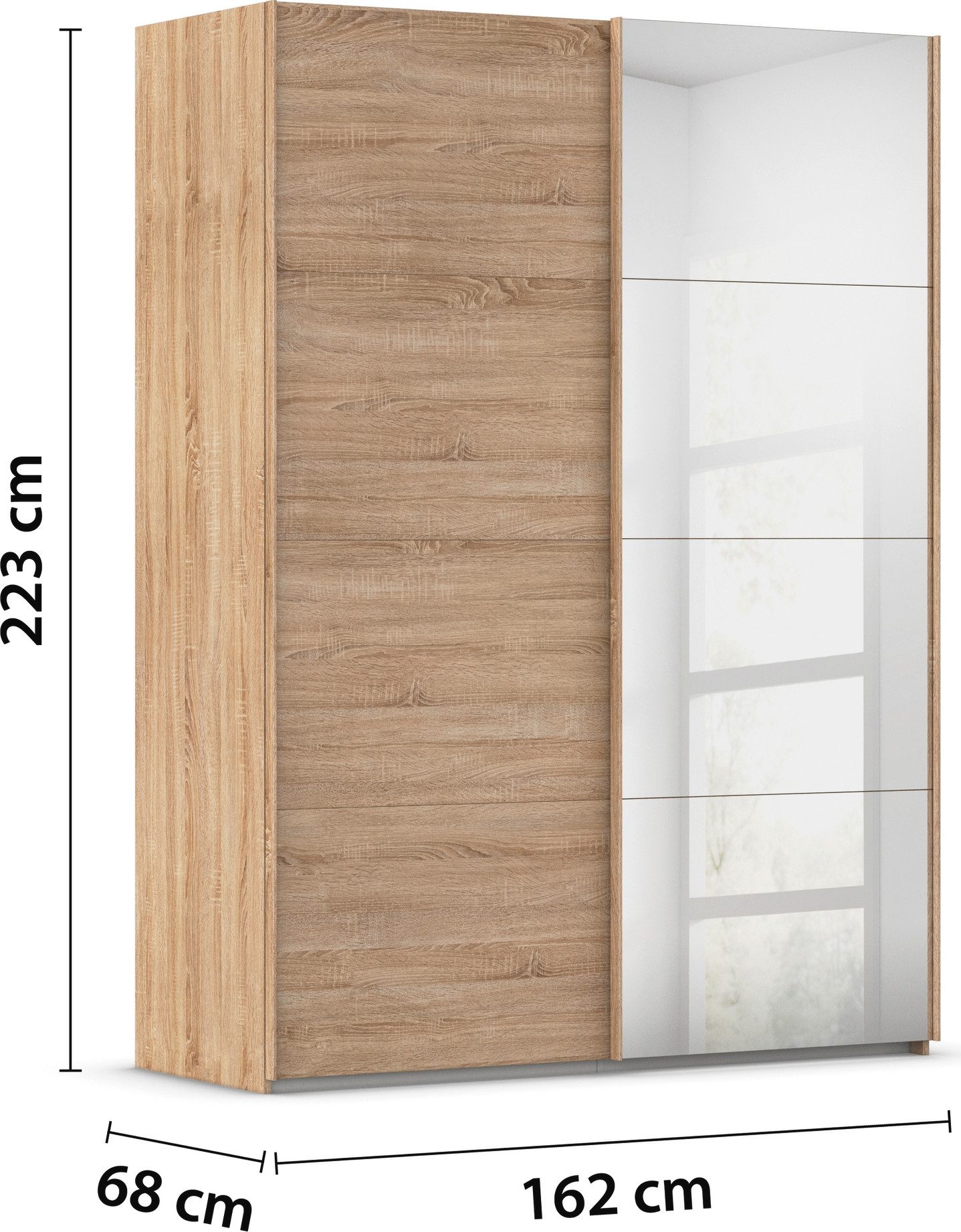 rauch Schuifdeurkast Kledingkast Kast Garderobe Slaapkamerkast EVELYN in elegante stijl met spiegel 5 breedtes veel opbergruimte made in germany