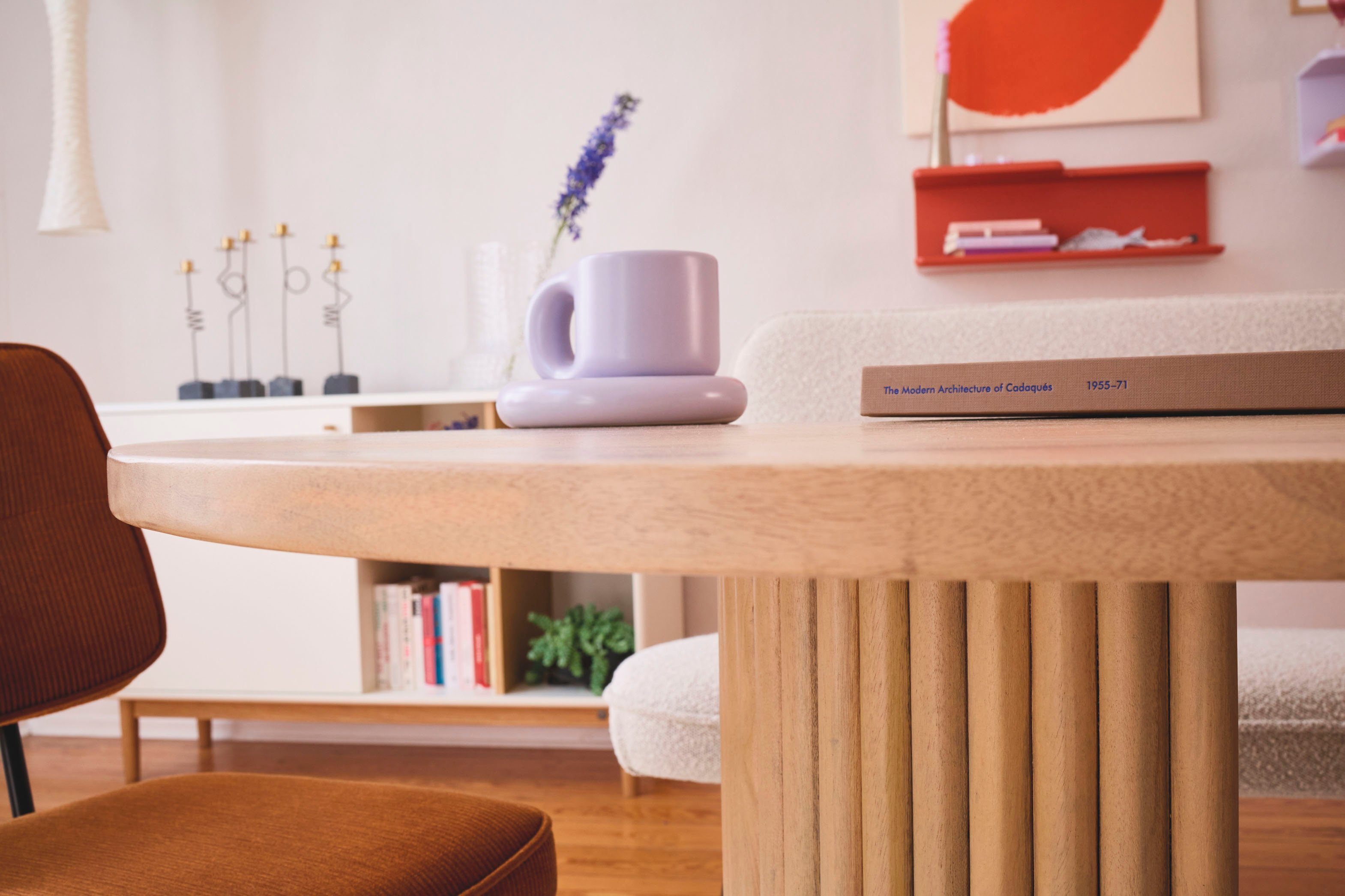 TOM TAILOR HOME Eettafel Ribbed Side Table High met kolomvoet in extravagante ribbel-look