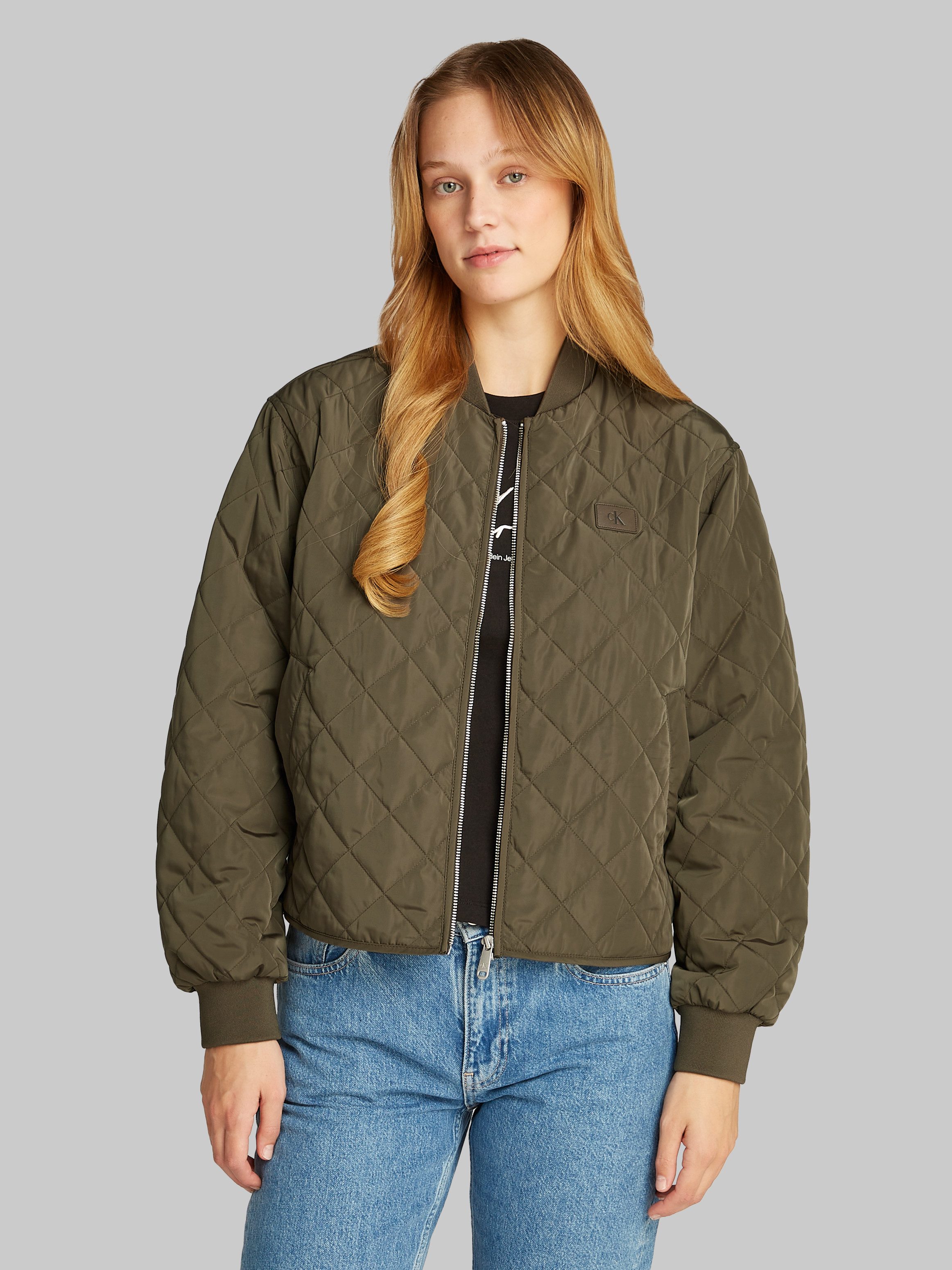 Calvin Klein Bomberjack LW QUILTED JACKET met logoprint, met steppatroon