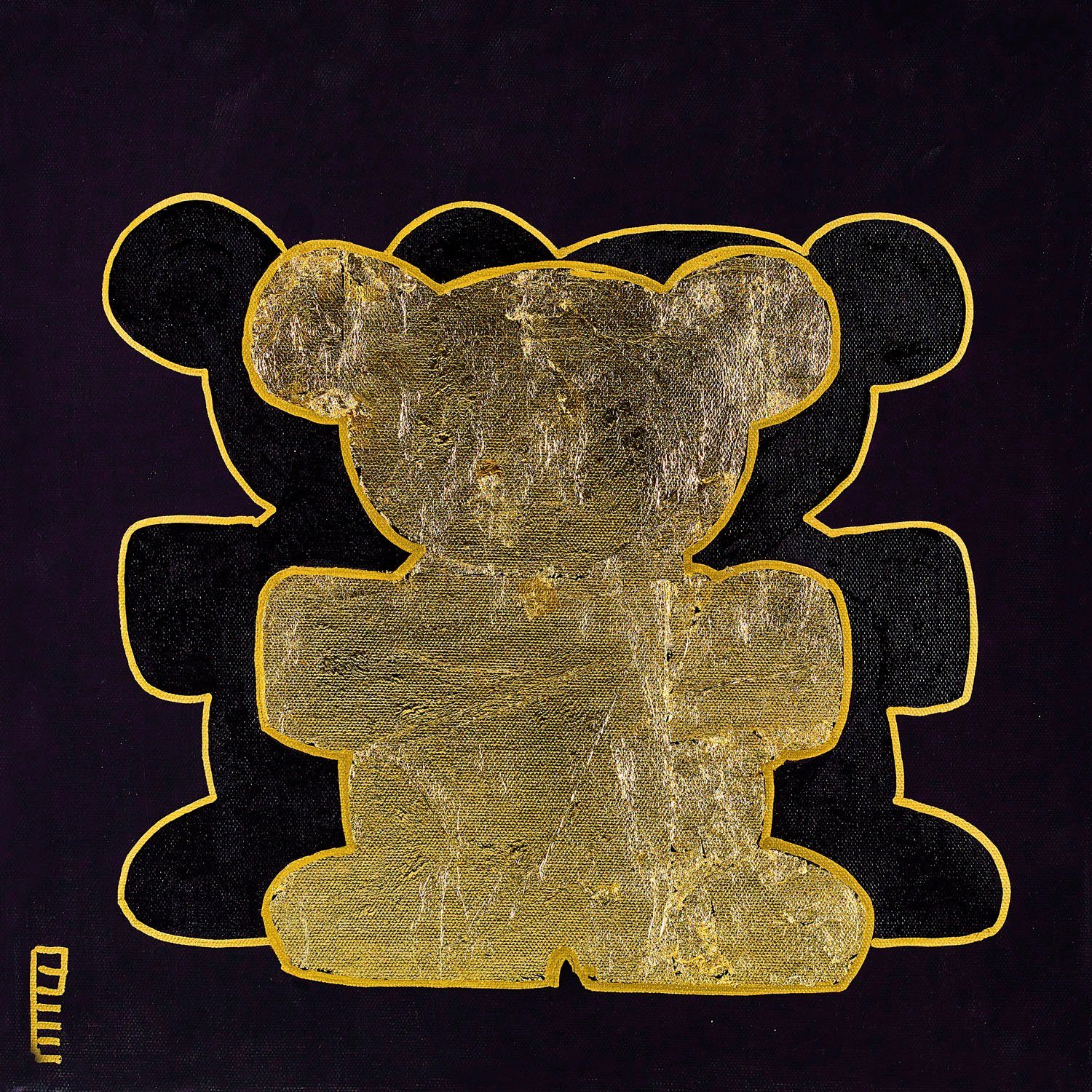 queence Artprint op linnen Bears III Premium canvasstof, handgemaakt in Duitsland (1 stuk) foto schilderijen maat 30 cm x 30 cm goud