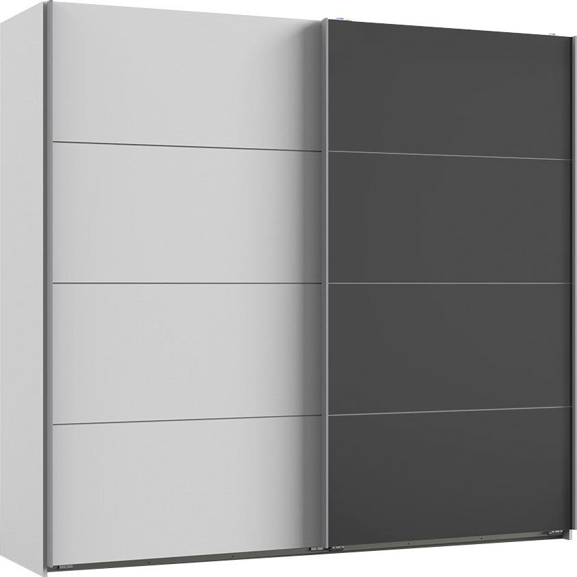 Wimex Zweefdeurkast Valencia met glazen elementen zweefdeurkasten maat 225 cm x 210 cm x 65 cm wit