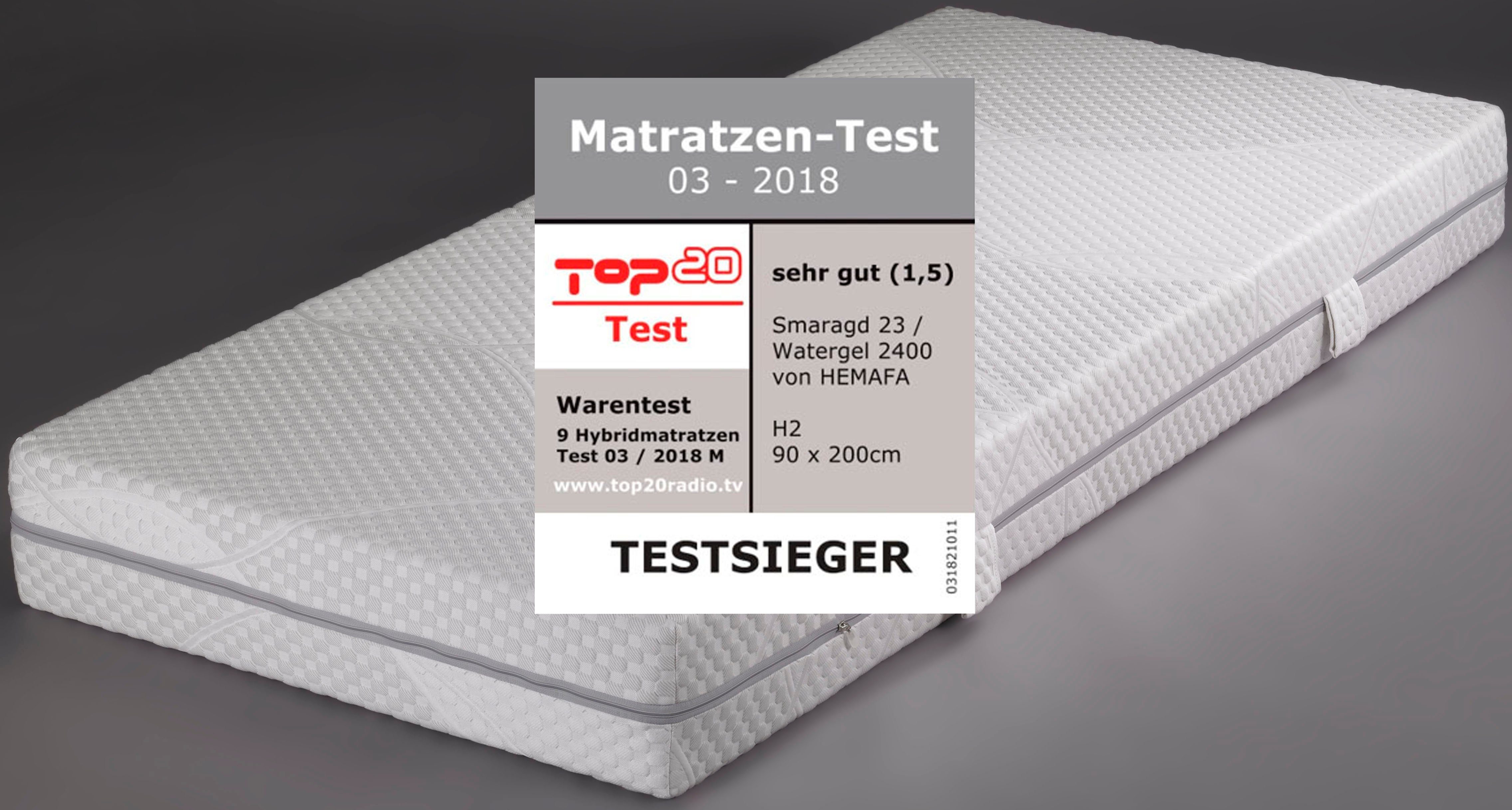 Hemafa Gelschuimmatras Watergel 2400 KS Testwinnaar bij de matrastest 03-2018 hoogte 23 cm