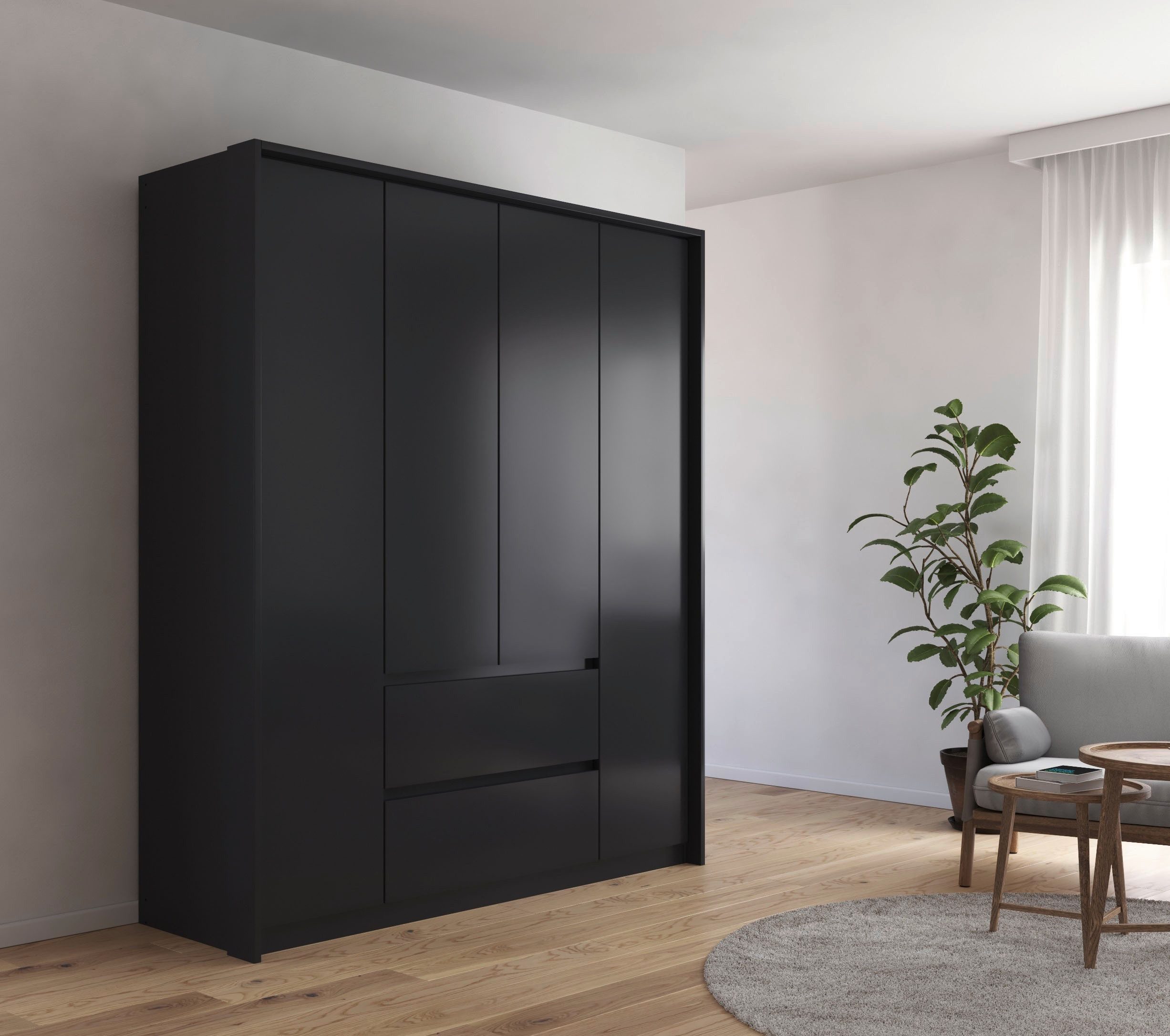 rauch Draaideurkast Mainz met passe-partout optioneel met verlichting, buitendeuren met push-to-openfunctie
