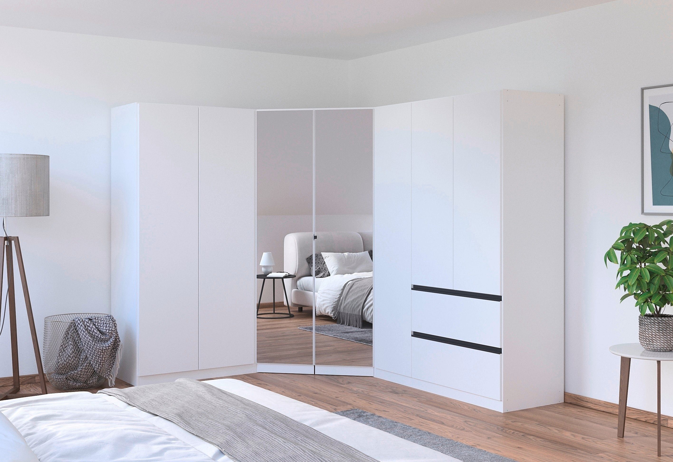 rauch Kastenset Kledingkast kast garderobe waskast COSTA met spiegel veel ruimte, greeploze front en push-to-open functie made in germany