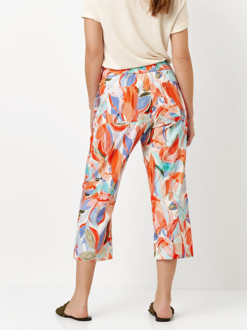 TONI 3/4 broek Pia met wijde pijpen, van zomerse kwaliteit met linnen