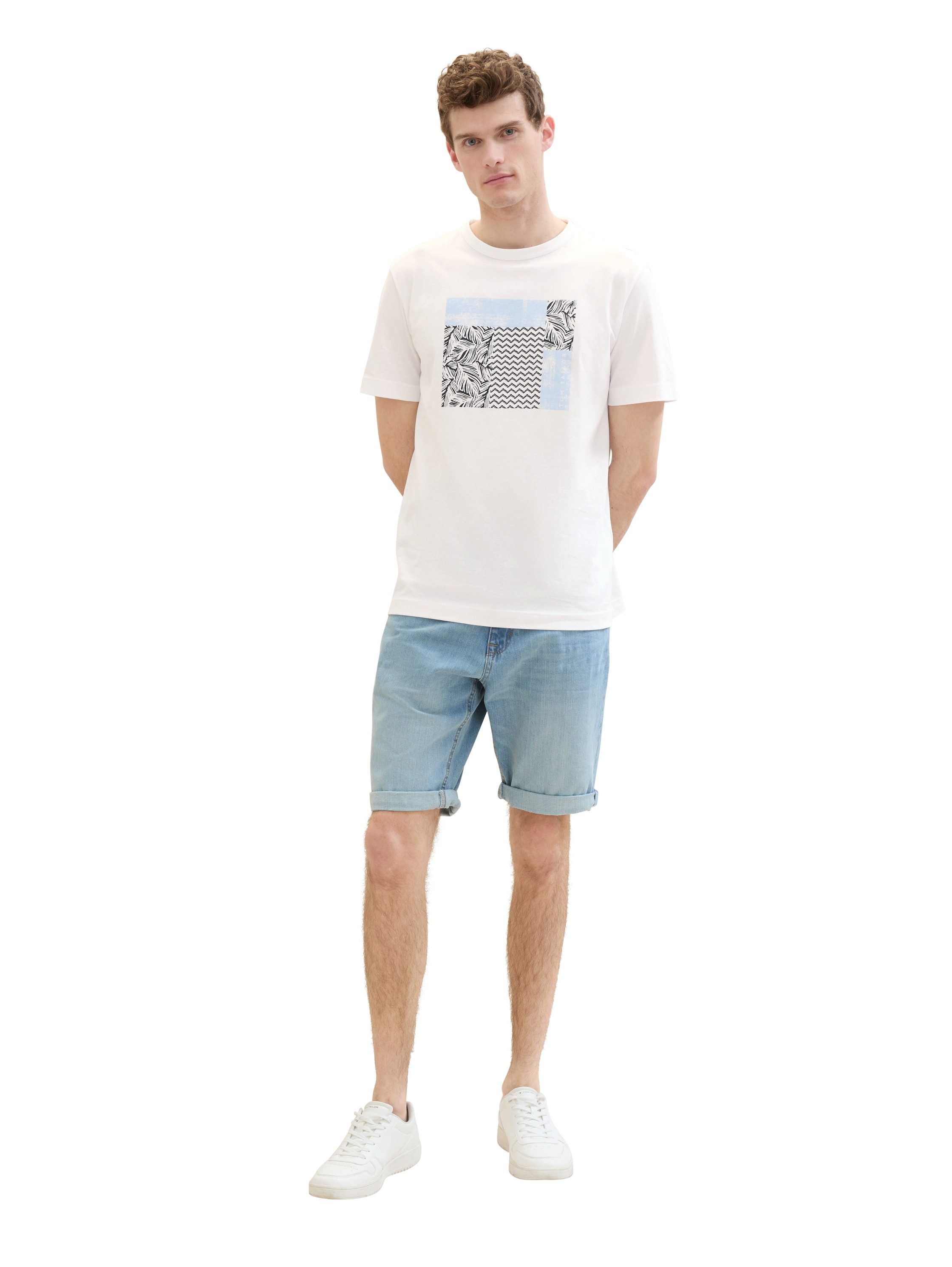 Tom Tailor Jeansbermuda Josh met merklabel