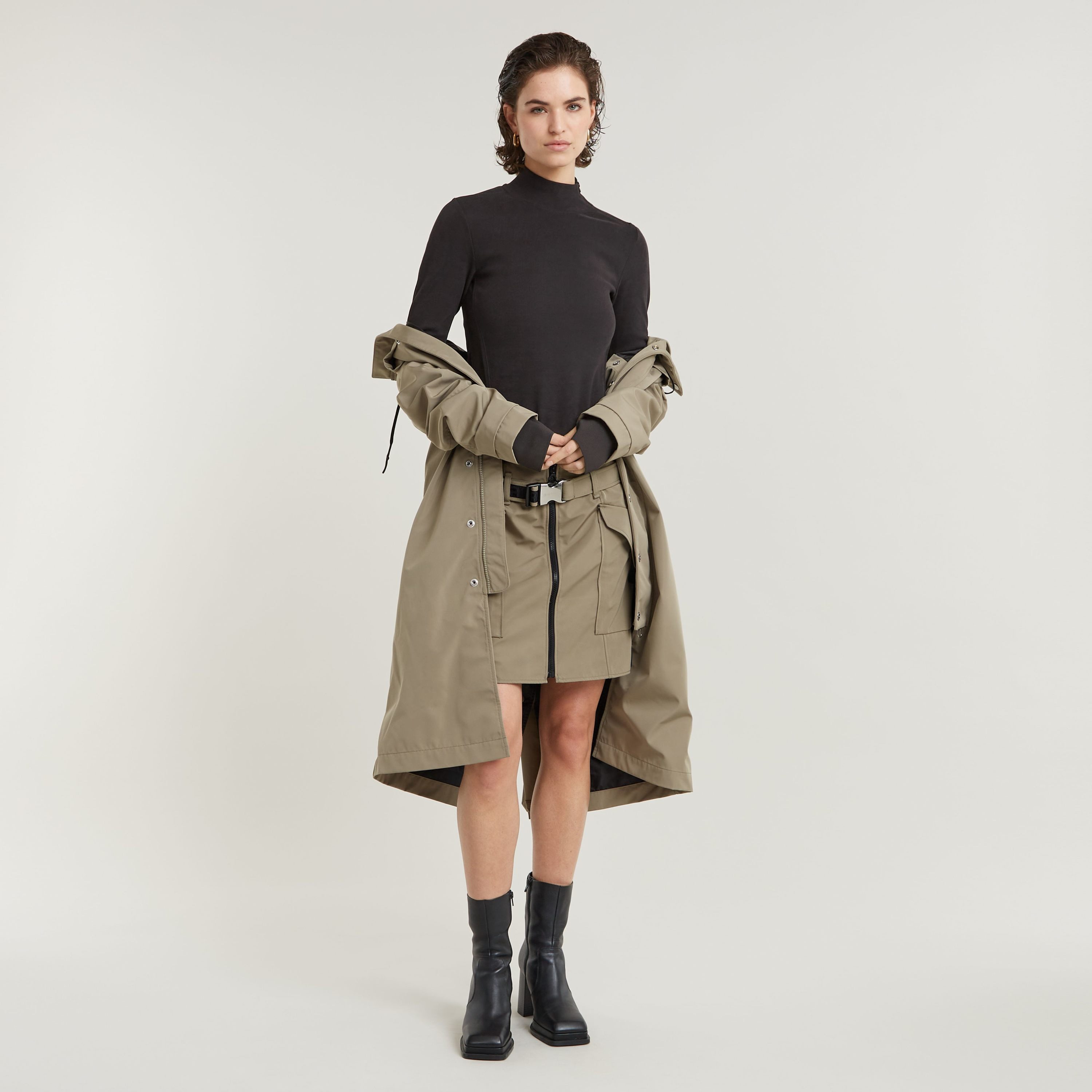 G-Star RAW T-shirt Asymmetric Zip Cropped Slim Mock