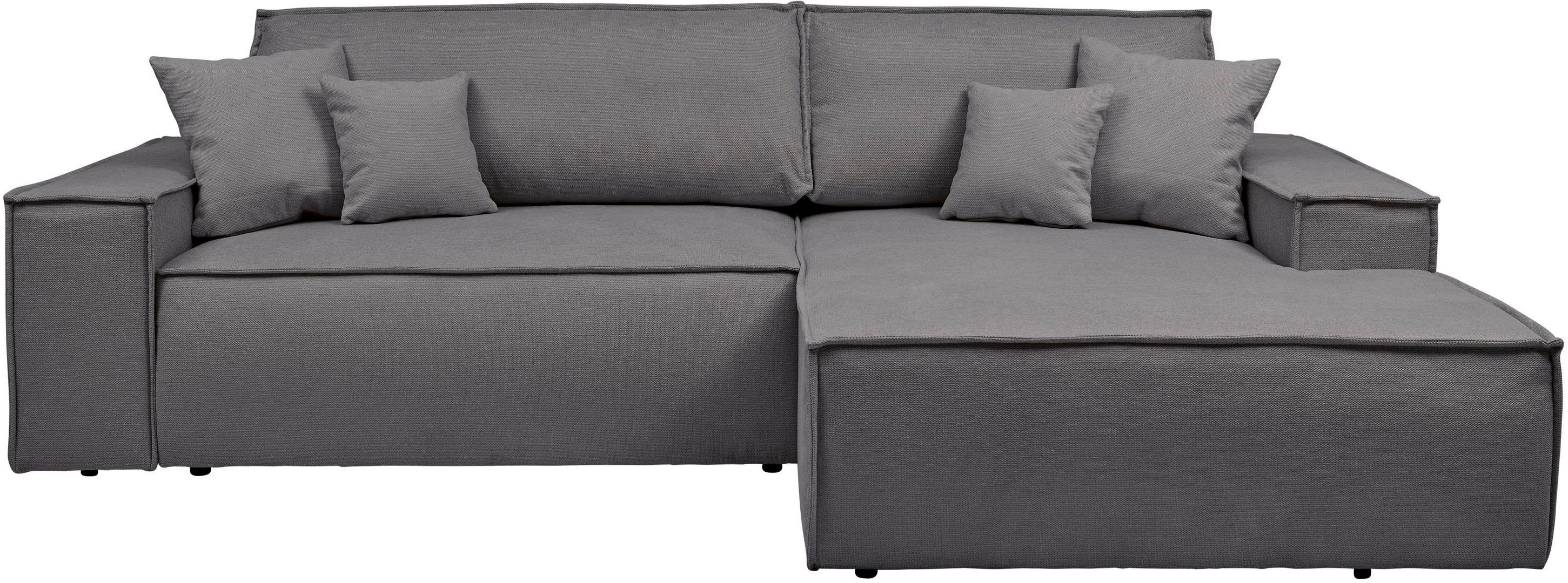 andas Hoekbank Finnley slaapbank 267 cm in Bouclé, fijne structuur en cord, L-vorm