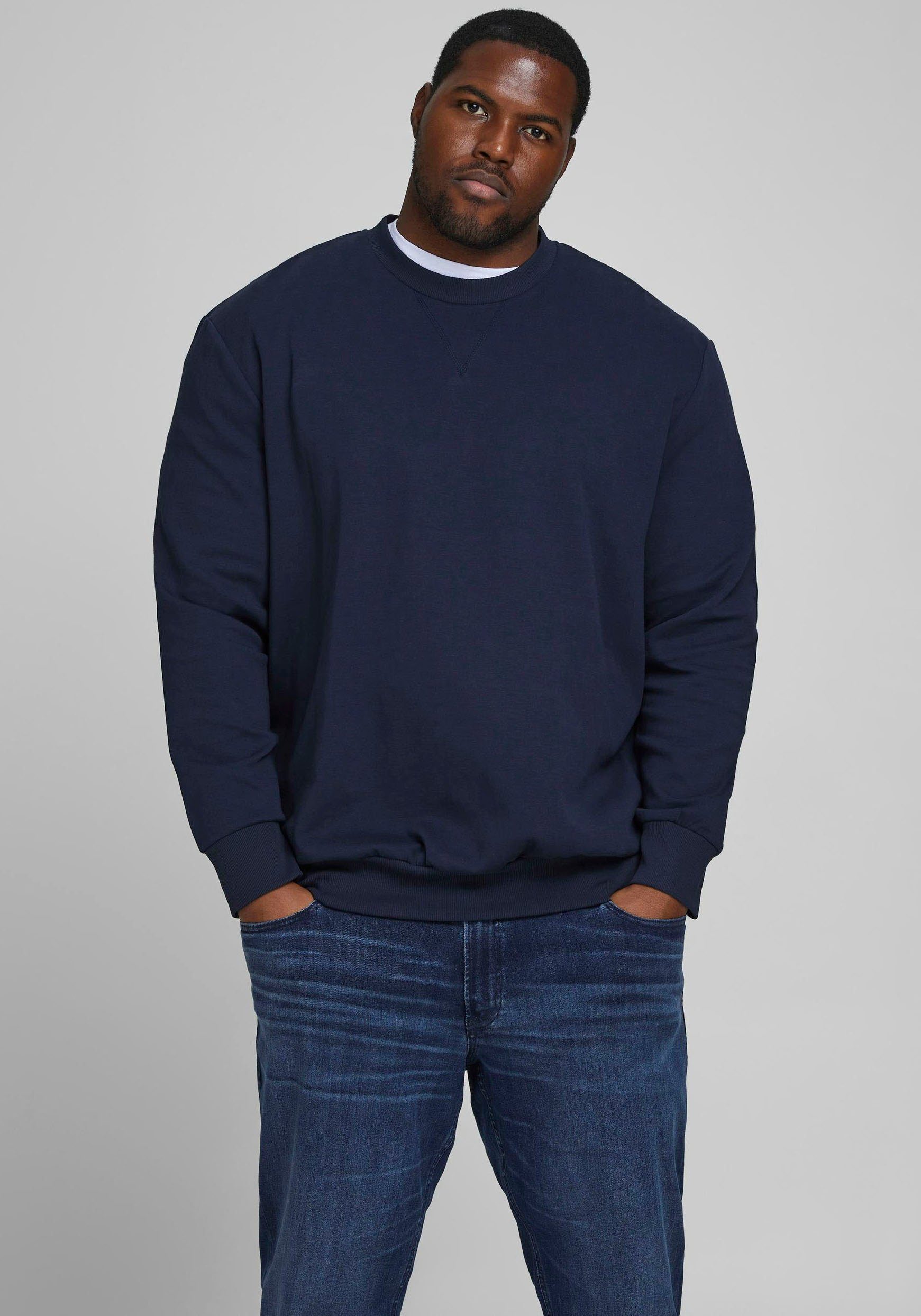Jack & Jones PlusSize Sweatshirt BASIC SWEAT CREW NECK (set) heren sweaters maat 4XL (64/66) blauw
