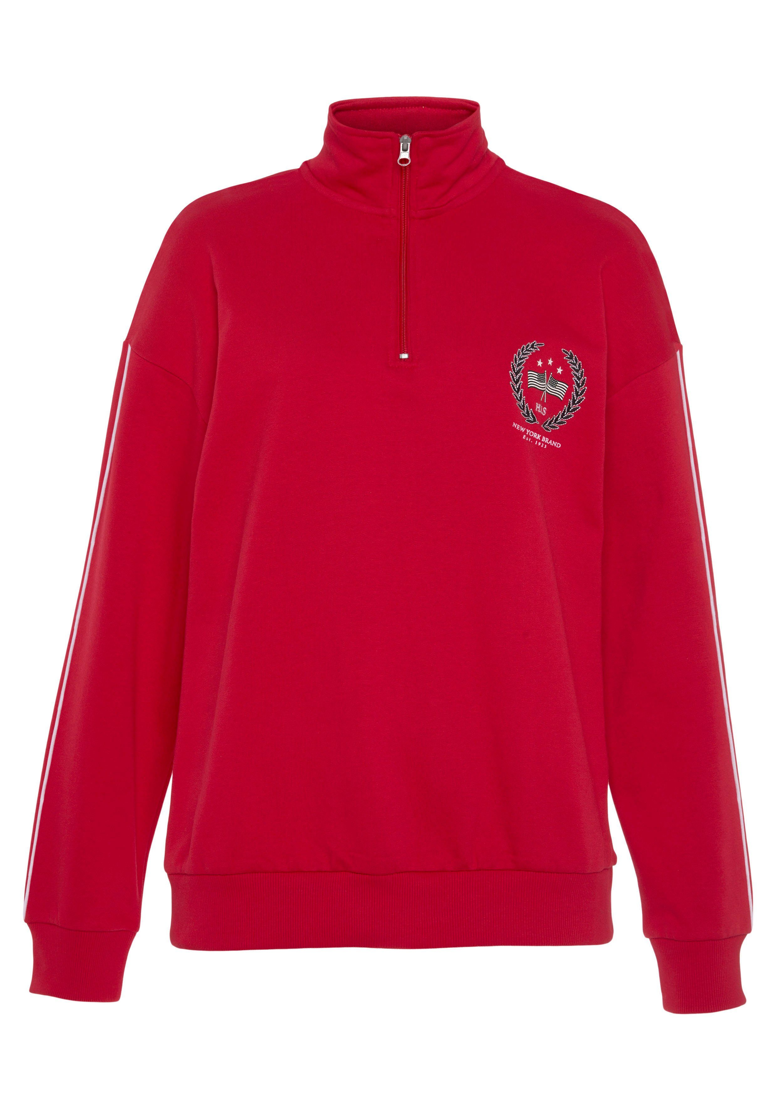 H.I.S Sweatshirt Loungeshirt met troyer-kraag en borduursel, loungeanzug