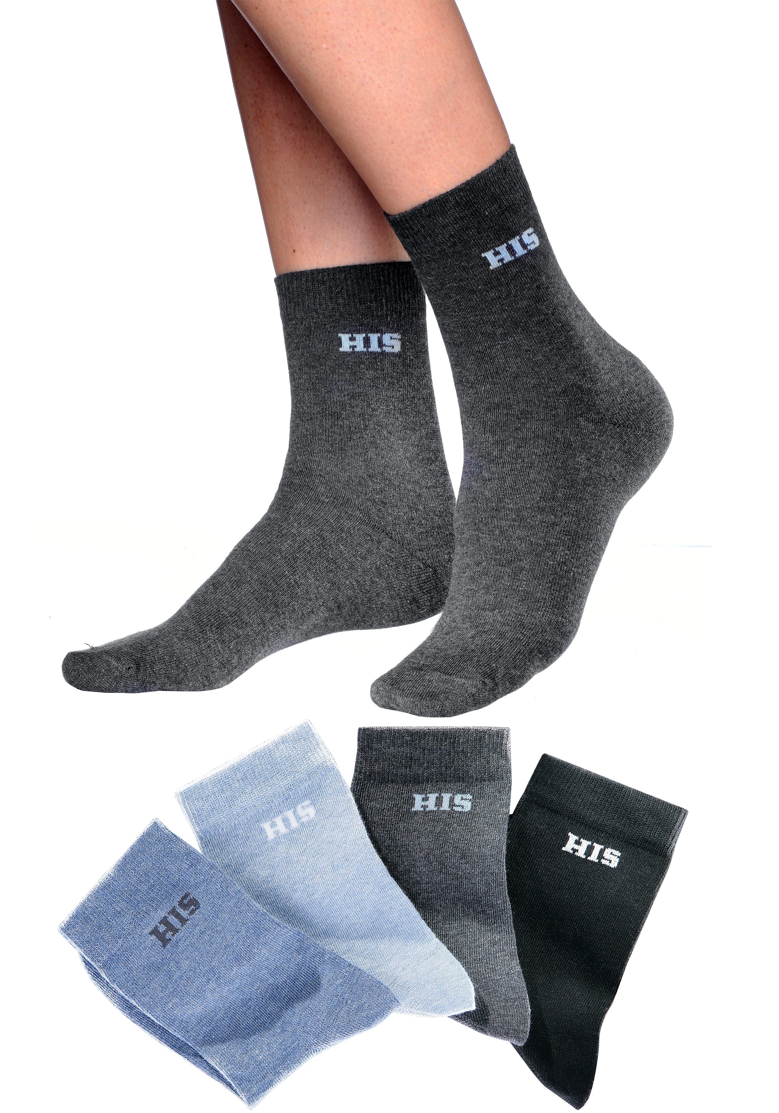 H.I.S Basic sokken met ingebreid logo (set, 4 paar)