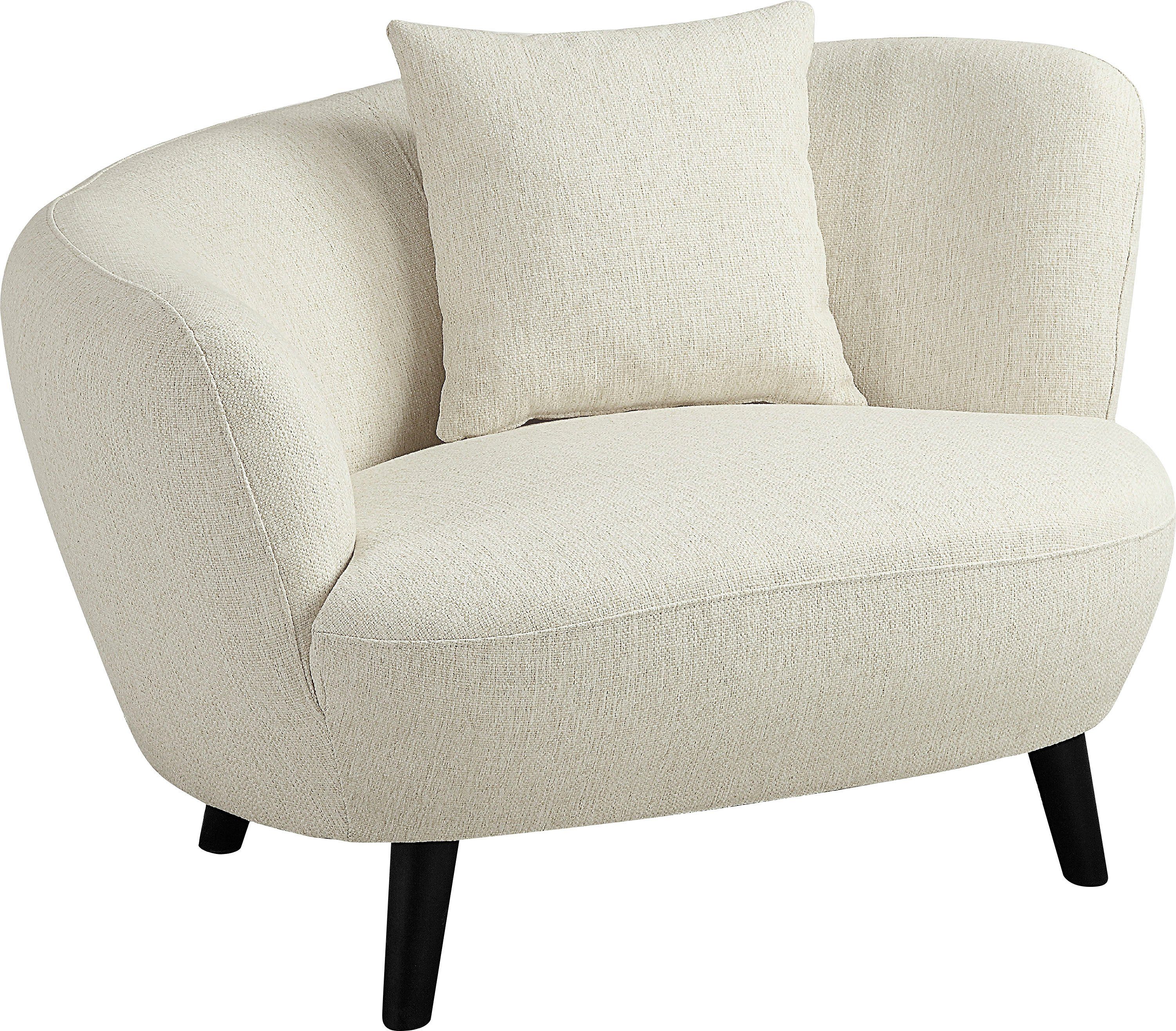 ATLANTIC home collection Loungestoel Olivia XXL-fauteuil, niermodel-fauteuil met sierkussen overtrokken met de originele stof