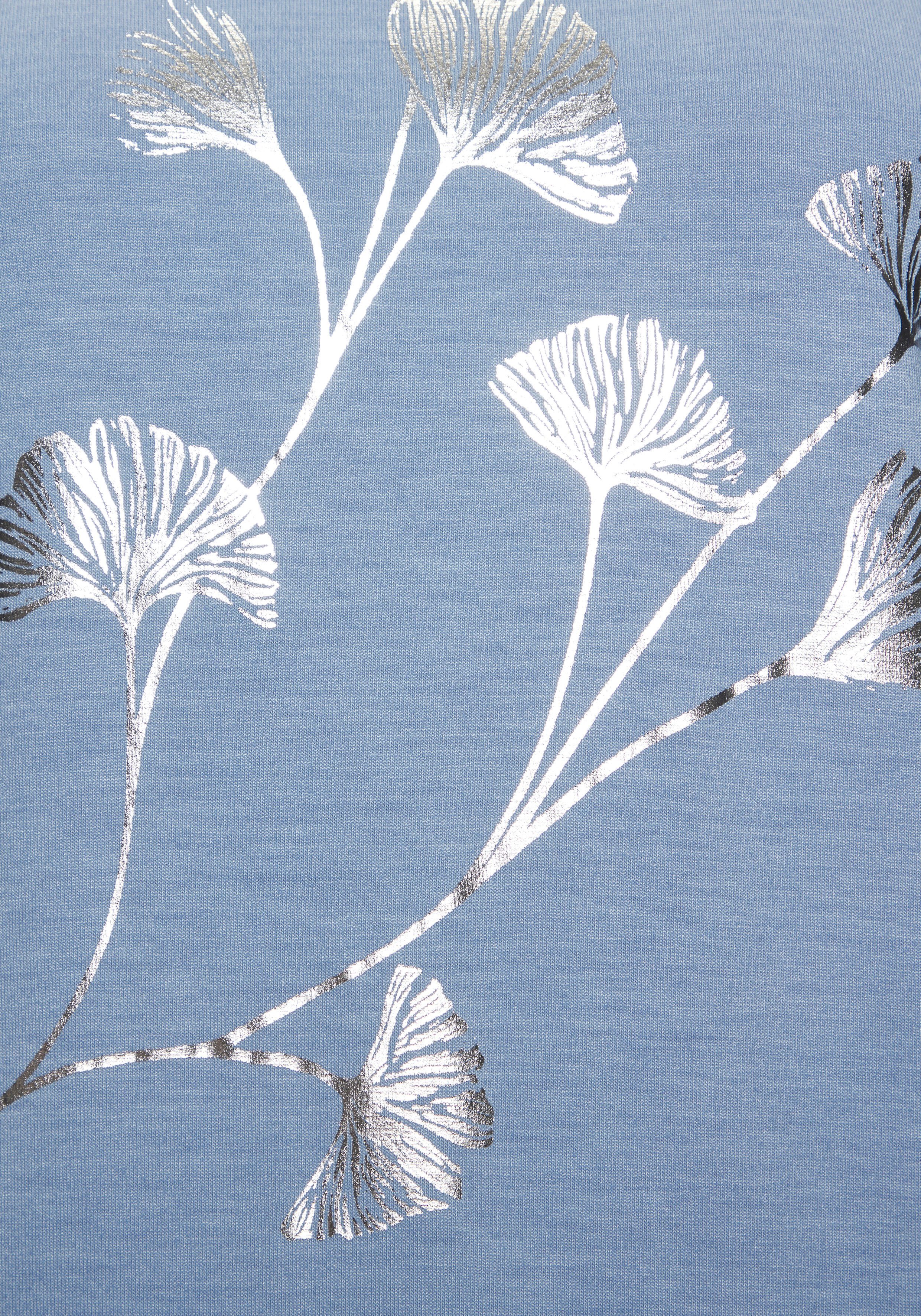 Lascana Shirt met korte mouwen Met glinsterende bloemenprint van elastische viscosekwaliteit