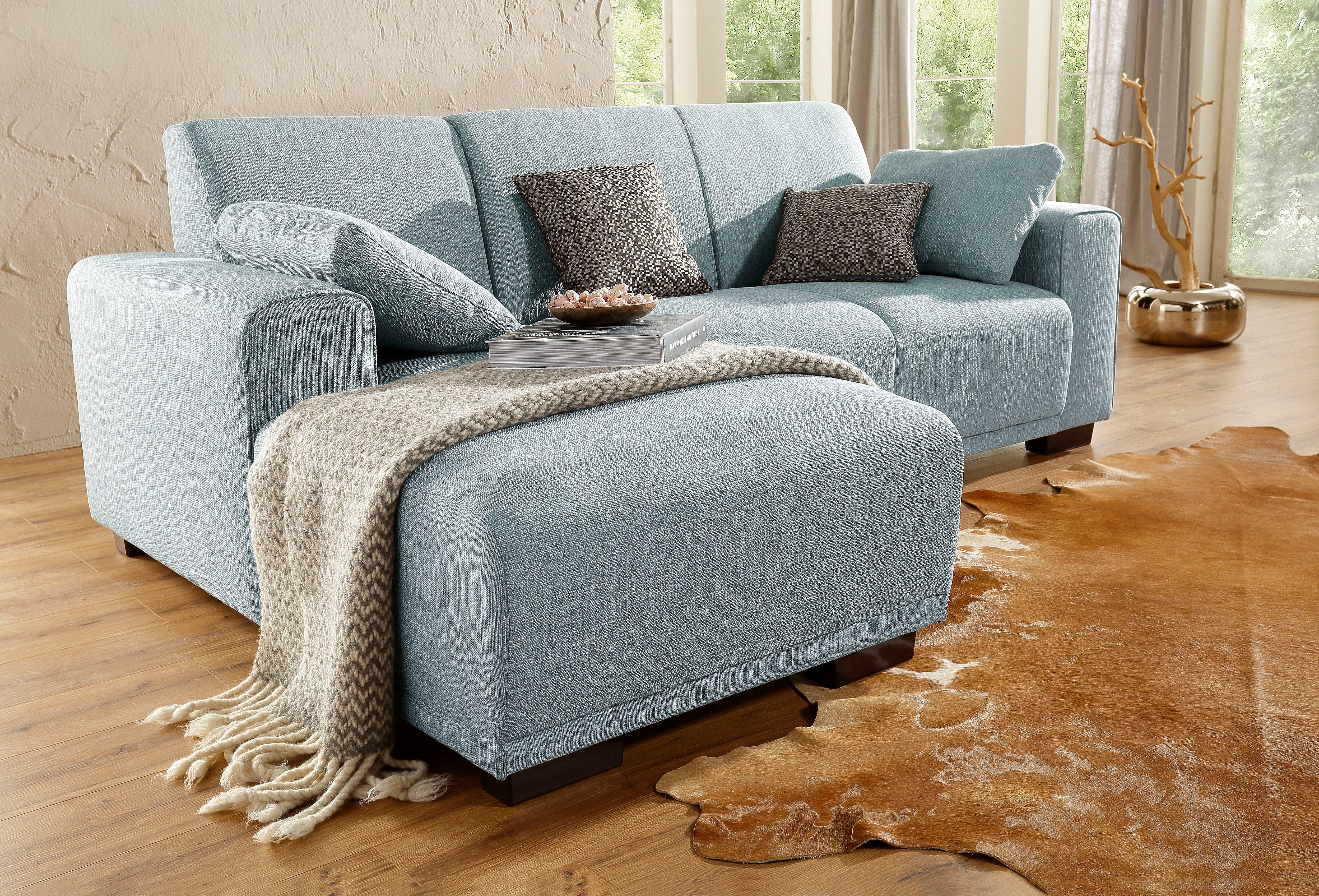 Home affaire Hoekbank BORNHOLM L-vorm met chaise longue, afmetingen B/D/H: 234/162/85 cm Recamiere links of rechts bestelbaar, golfvering, inclusief 2 kussens