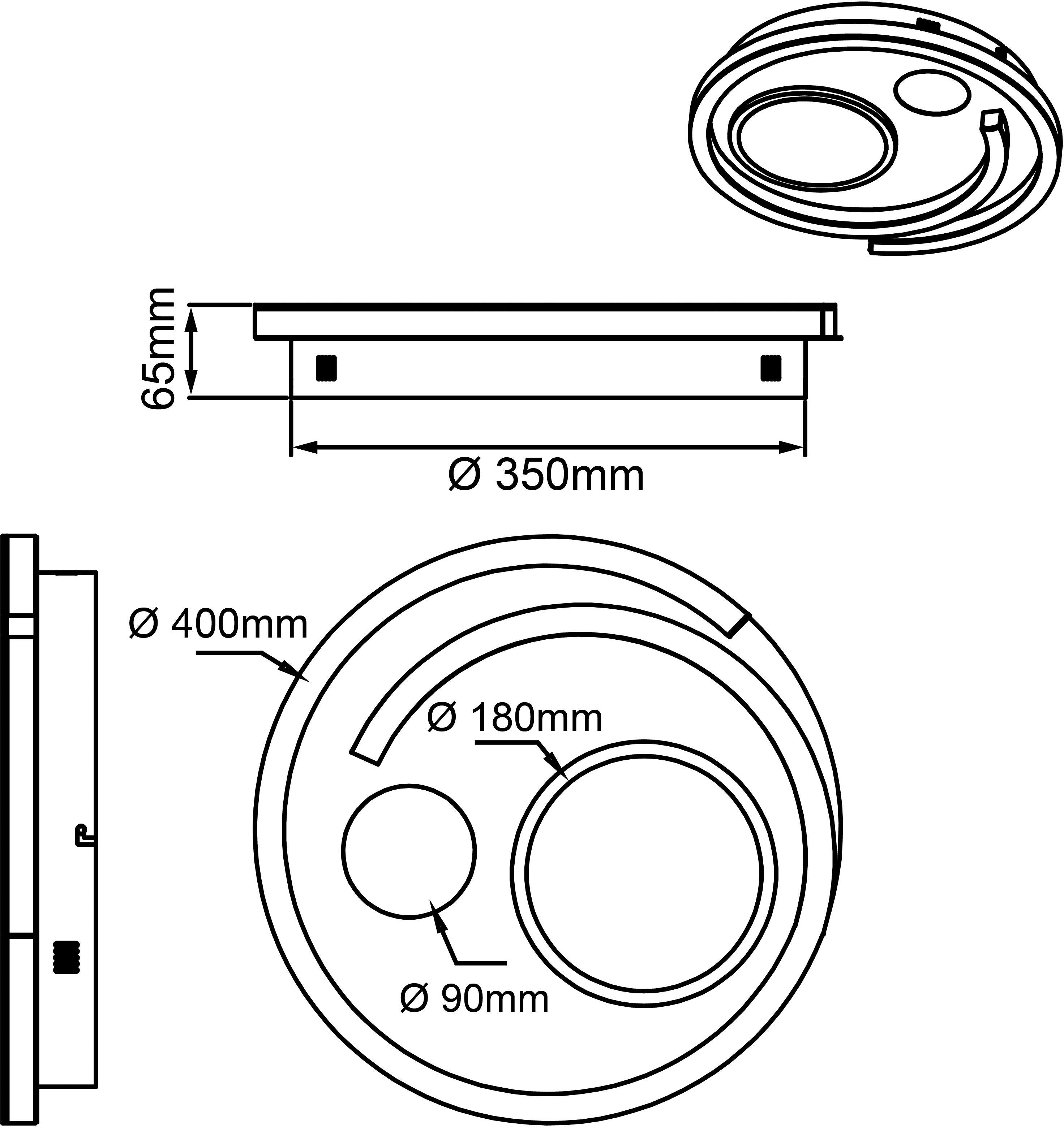 Brilliant Leuchten Led-plafondlamp Thekla Ø 40 cm, dimbaar, CCT, 3500 lm, afstandsbediening, metaal, wit/zwart (1 stuk)