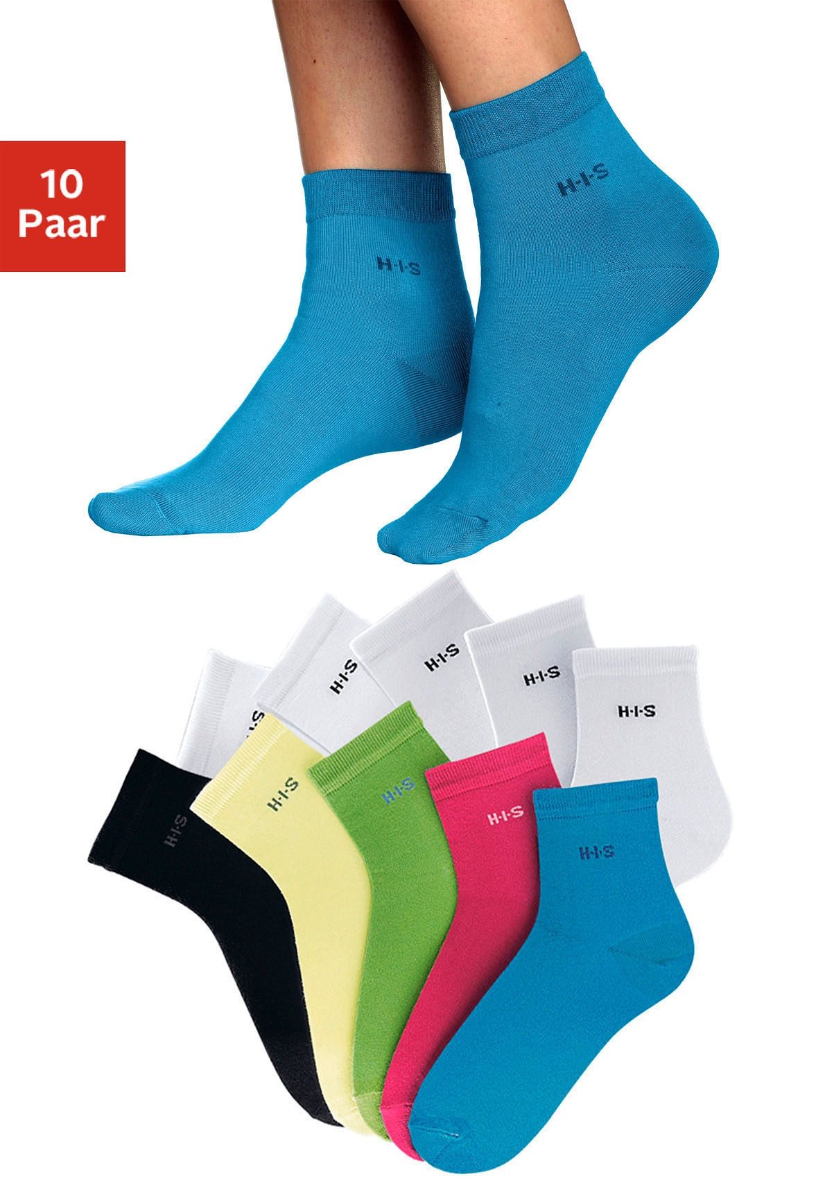 NU 20% KORTING: H.I.S Korte sokken lichte, ventilerende kwaliteit (10 paar)