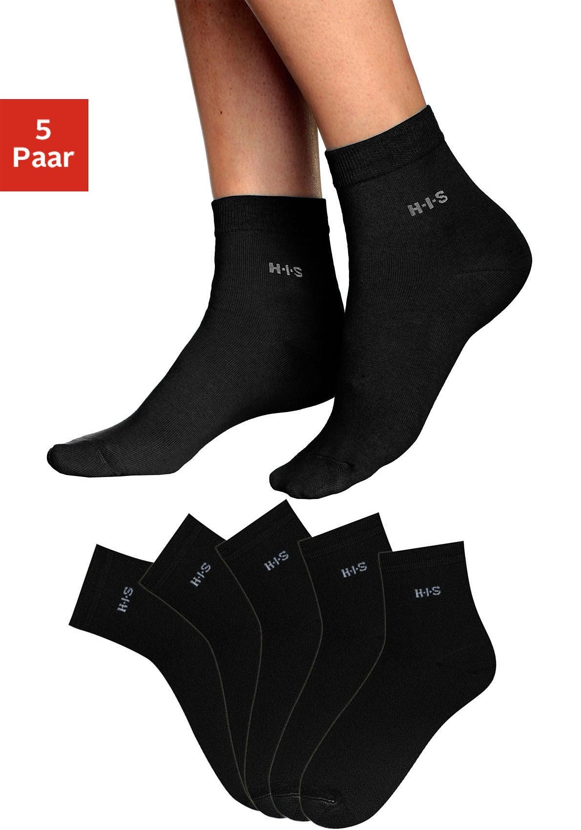 H.I.S Korte sokken met boord boven de enkel (5 paar 5 5 paar)