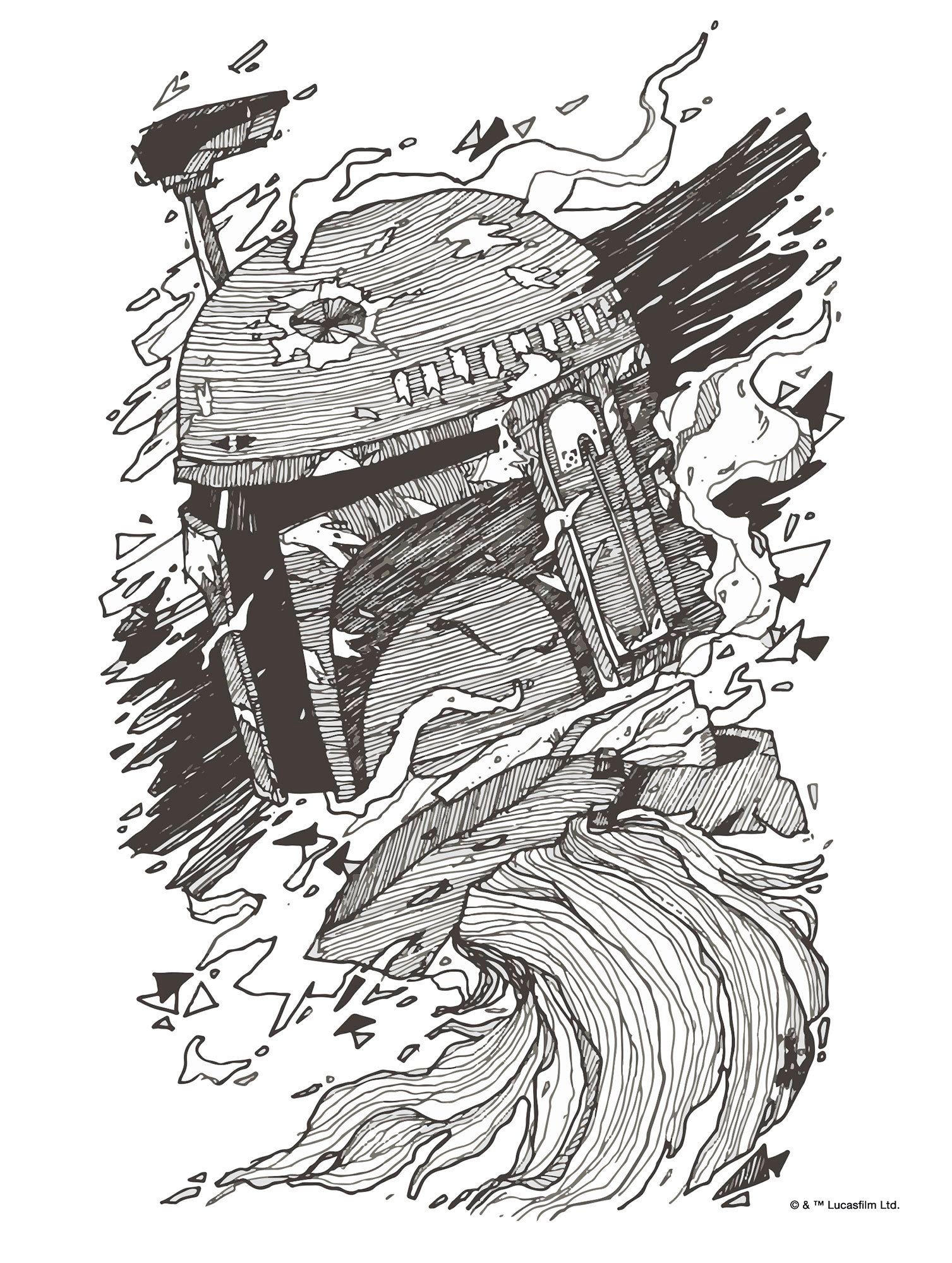 Komar Wanddecoratie Star Wars Boba Fett Drawing Wanddecoratie voor de kinderkamer - zonder lijst (1 stuk)