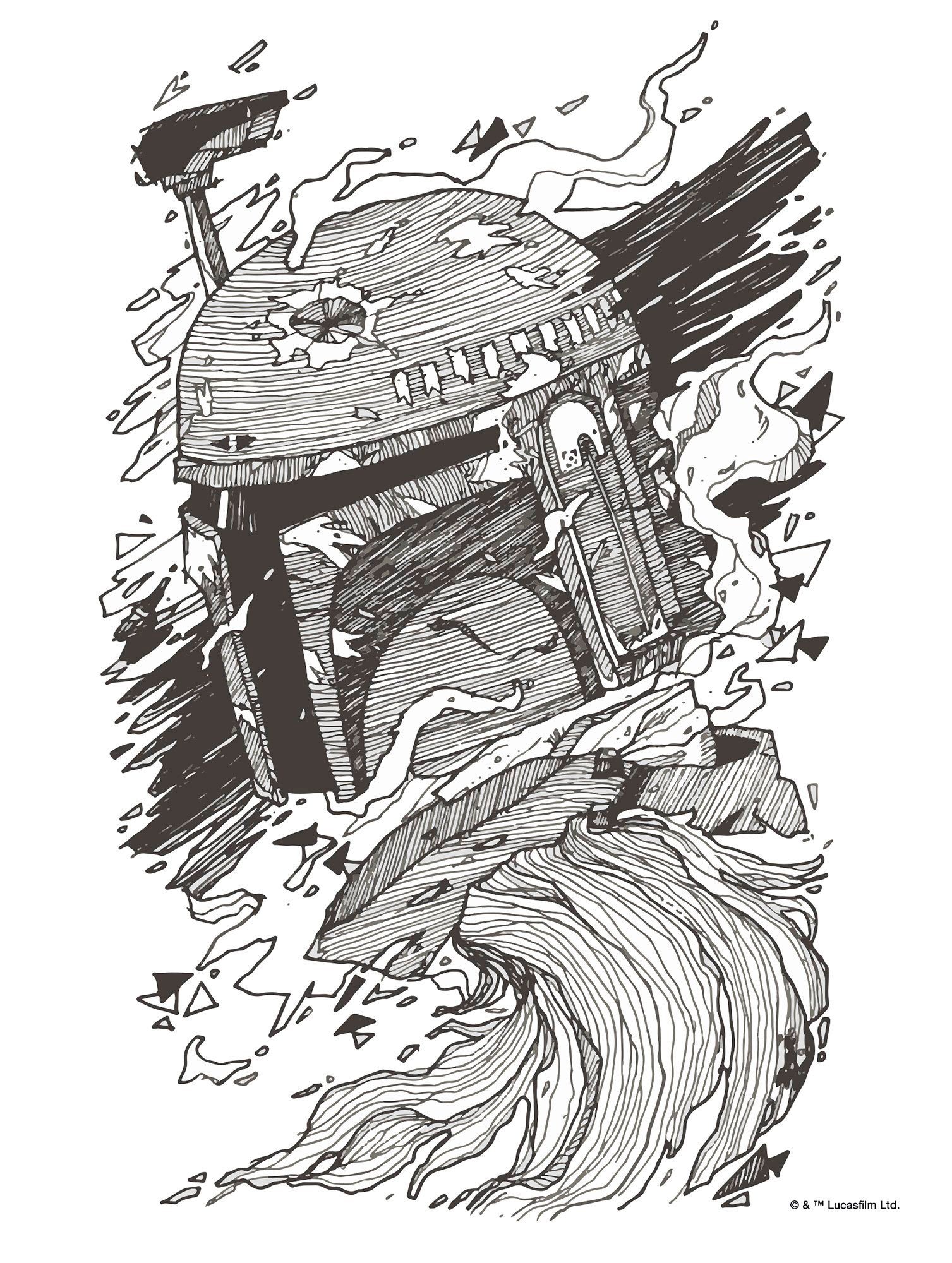 Komar Artprint Star Wars Boba Fett Drawing