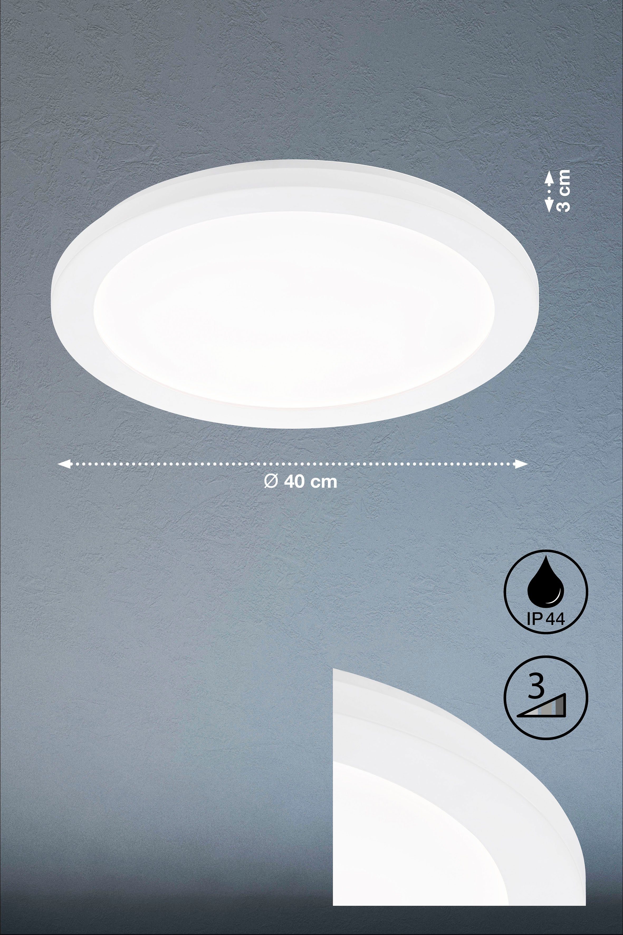 Fischer & Honsel Gotland 20992 LED-plafondlamp voor badkamer Wit 20 W Warmwit