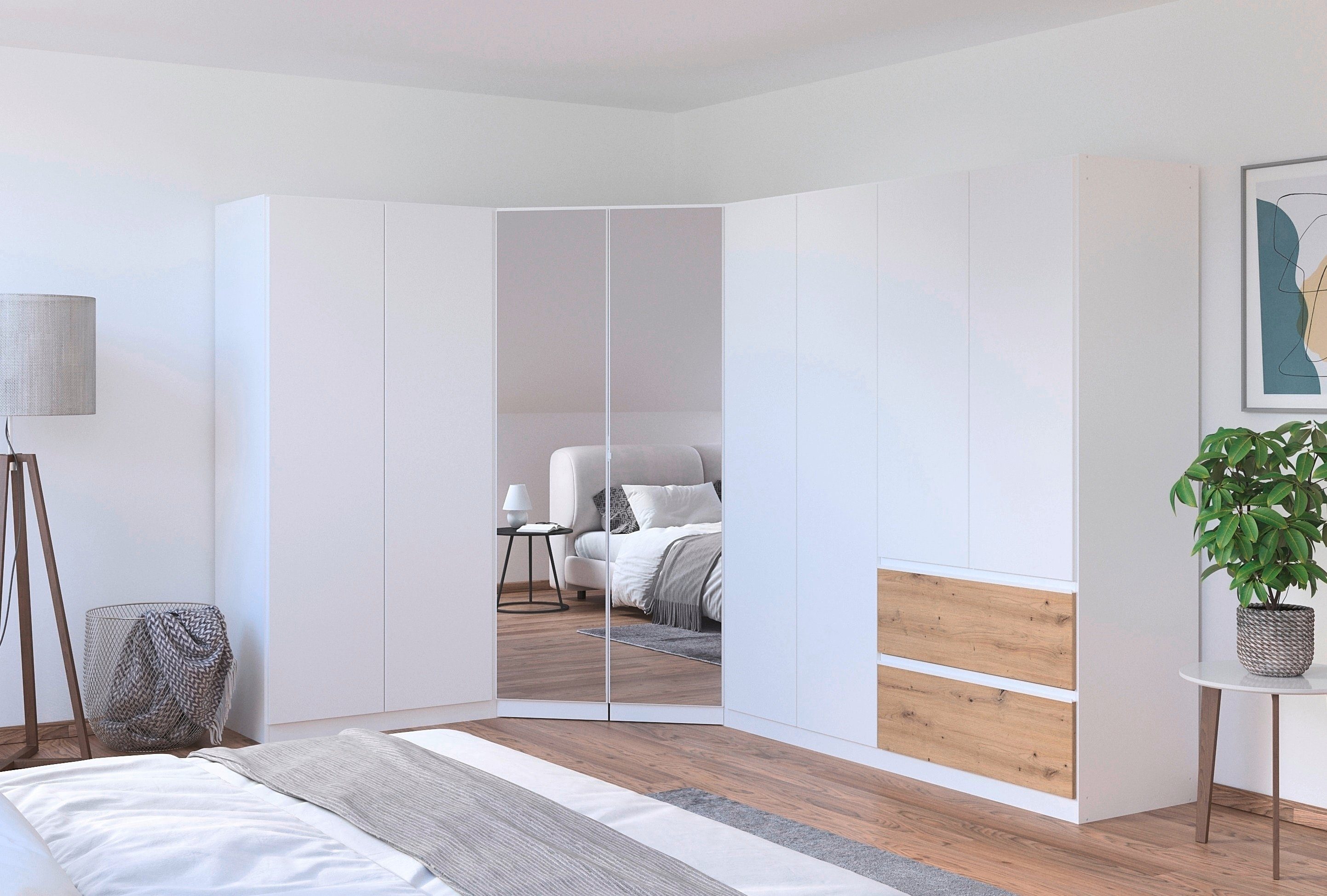 rauch Kastenset Kledingkast kast garderobe waskast COSTA met spiegel veel ruimte, greeploze front en push-to-open functie made in germany