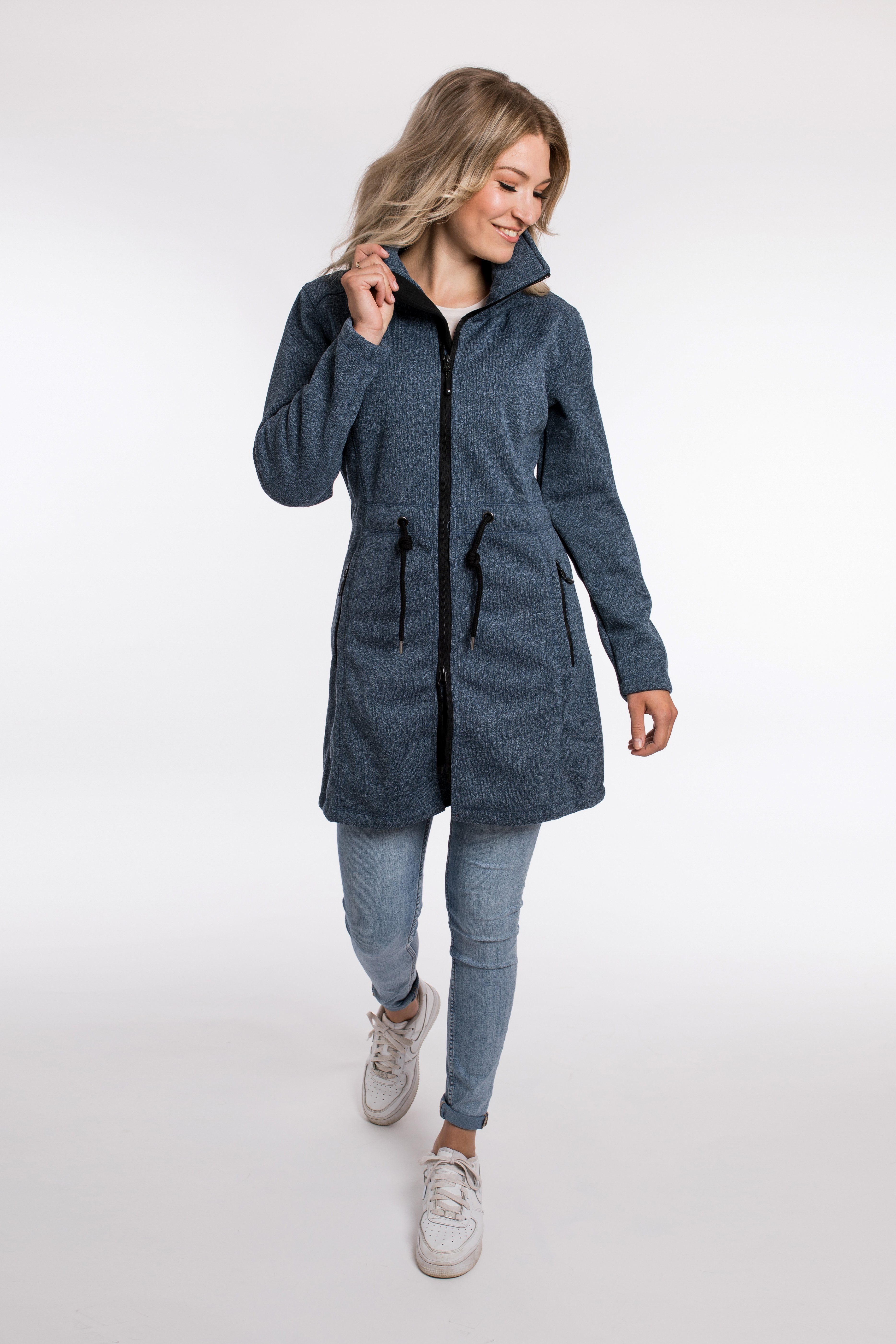 DEPROC Active Softshell-parka KEDGWICK WOMEN LONG Softshell-jas in urbane tricot-fleece-look