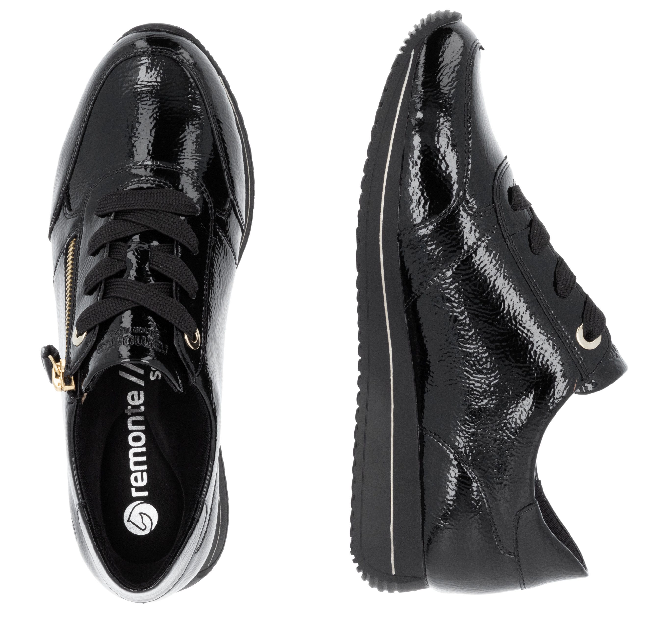 Remonte Sneakers met sleehak , vrijetijdsschoen, lage schoen, veterschoen in smalle vorm