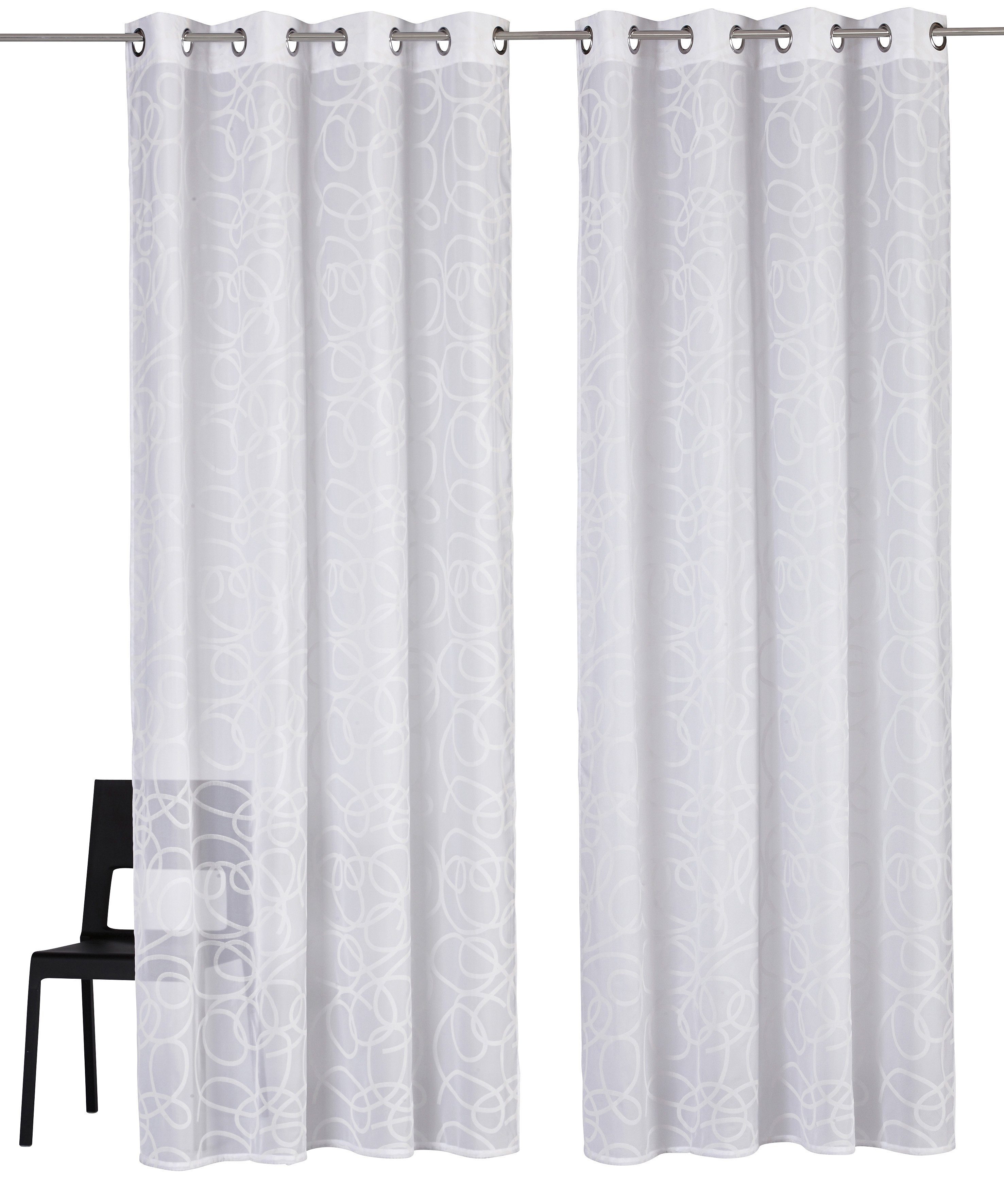 my home Gordijn Tanaro 2-delige set, bedrukt met lusmotief, polyester (2 stuks)