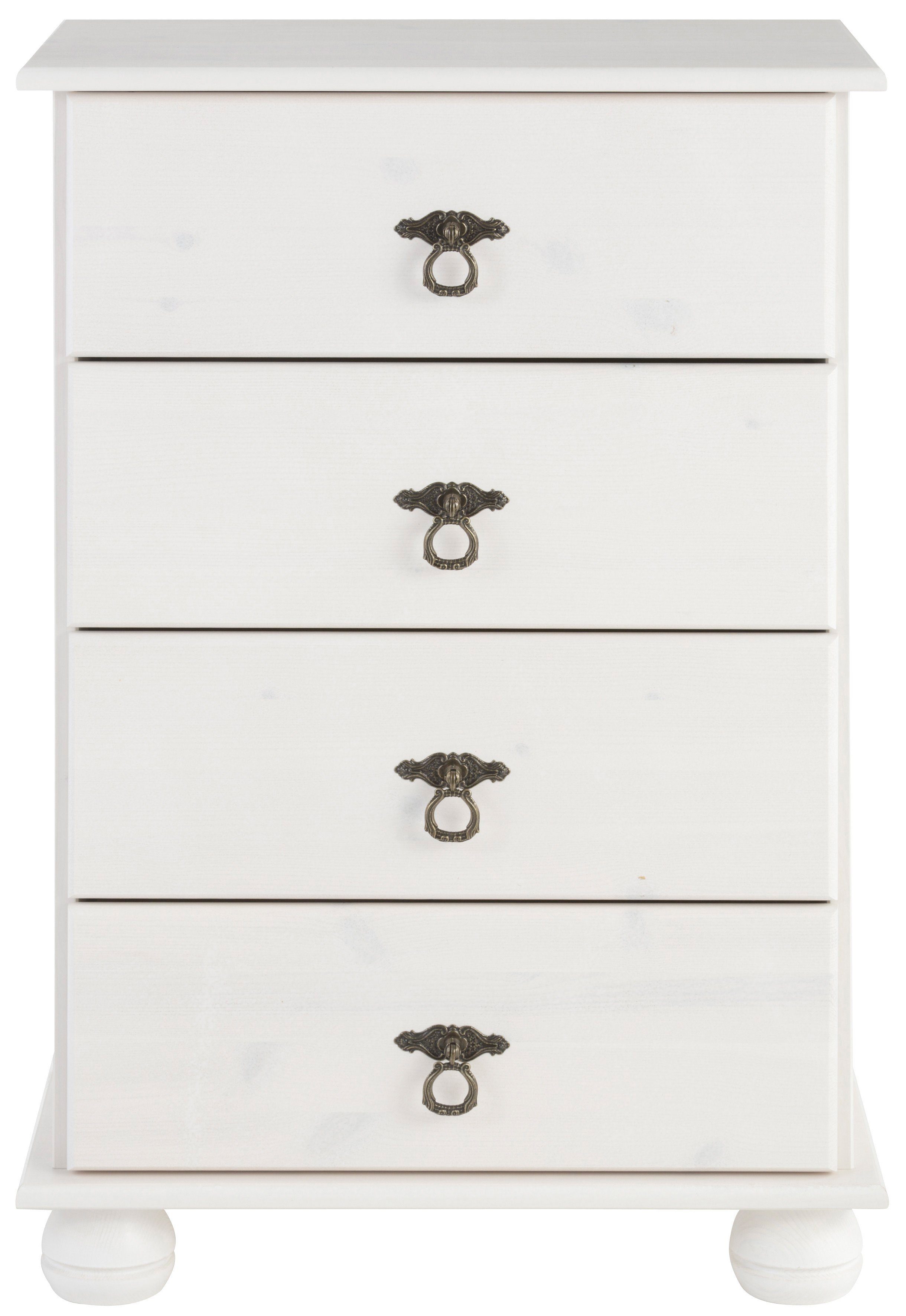 Home affaire Kast Finca van massief grenenhout, met 4 laden voor opbergmogelijkheden dressoirs maat 50x30x80 cm wit