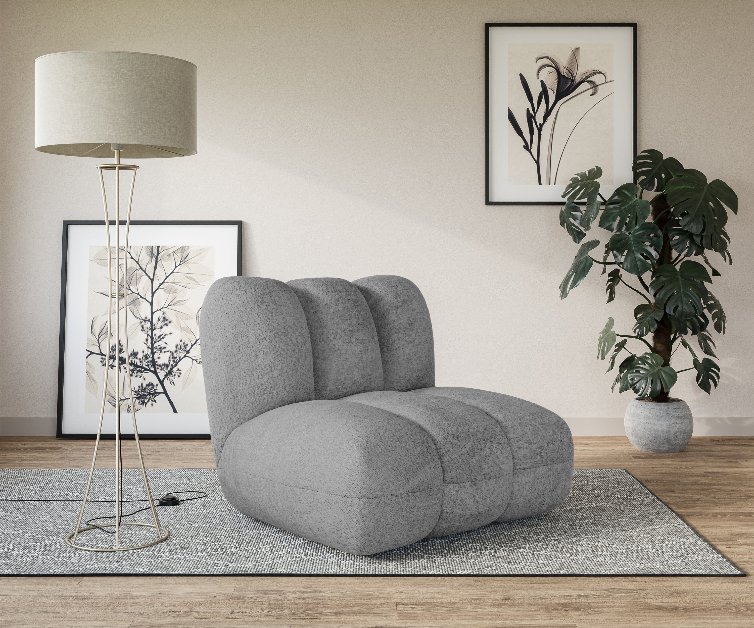 LeGer Home by Lena Gercke Fauteuil Priya, moderne stiksels, ook in bouclé perfect individueel meubelstuk, gezellig en modern, b/d/h: 90/106/84 cm