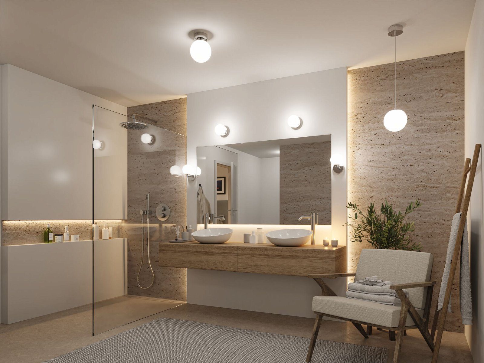 Paulmann Led-wandlamp Selection Bathroom Gove IP44 5W 3000K Satin, Glas/Metaal (1 stuk)