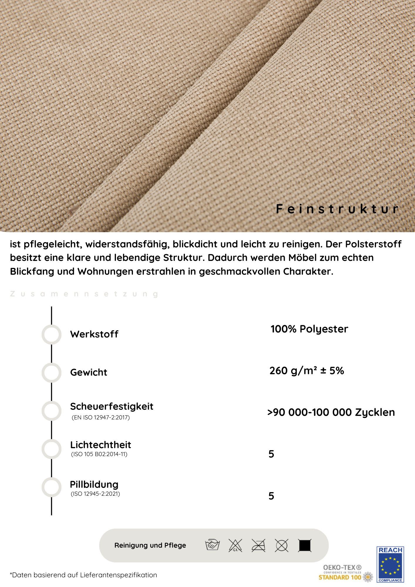 COLLECTION AB Zithoek XL-Josy U-vorm, breedte 313 cm, platweefsel, structuur, kunstleer