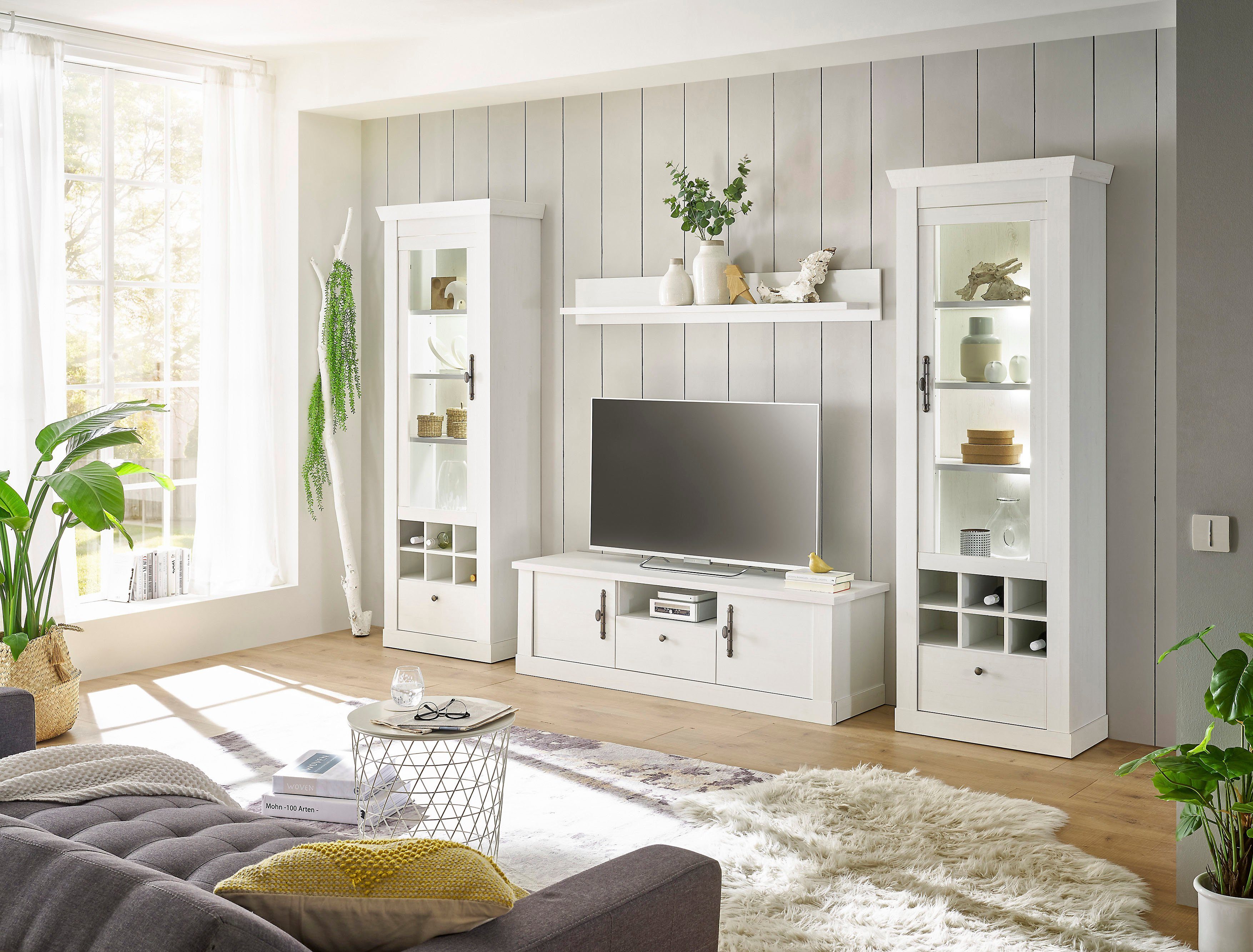 Home affaire Wandmeubel Ravenna in romantische landelijke stijl, grepen van metaal, soft-closefunctie (4-delig)