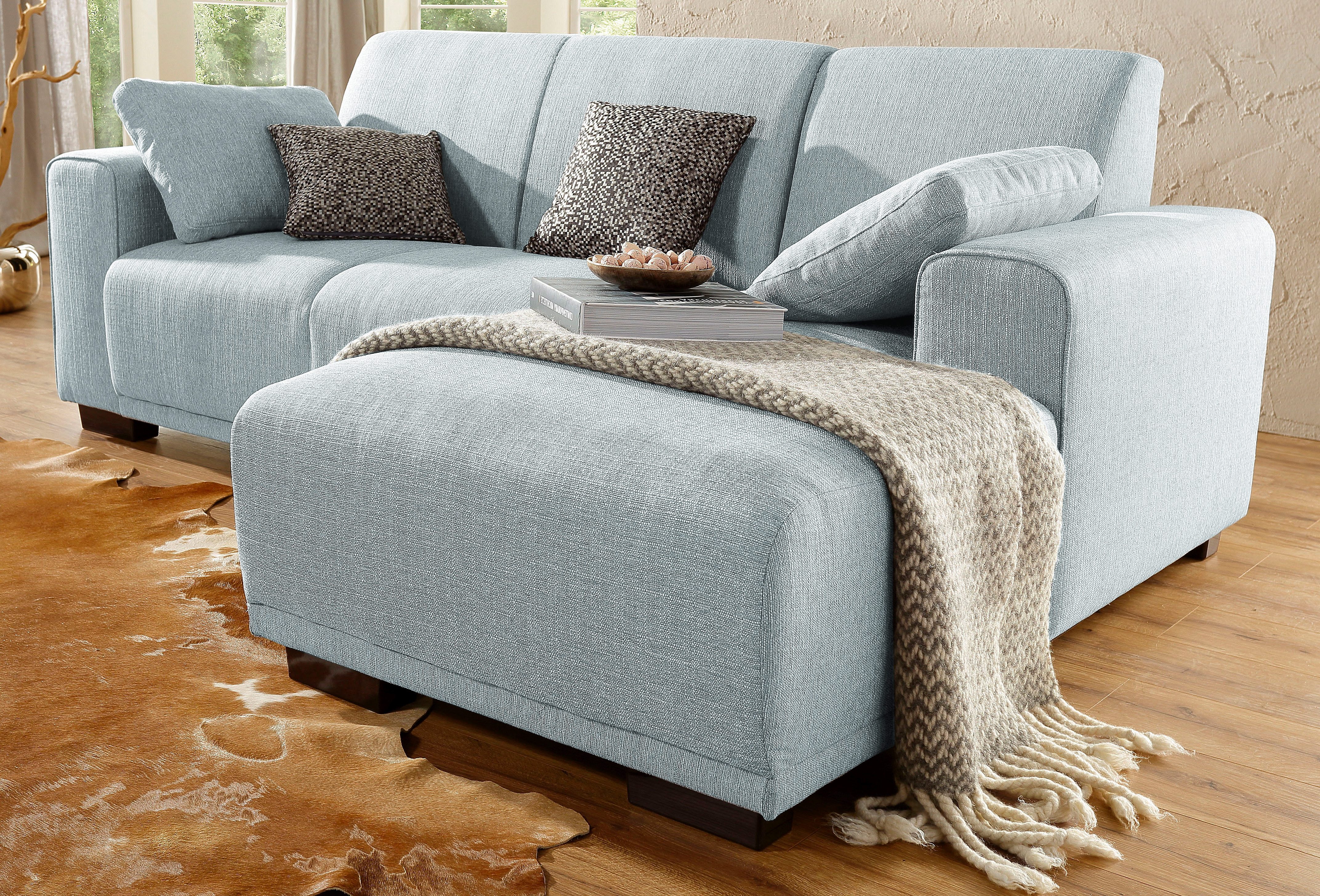 Home affaire Hoekbank BORNHOLM L-vorm met chaise longue, afmetingen B/D/H: 234/162/85 cm Recamiere links of rechts bestelbaar, golfvering, inclusief 2 kussens