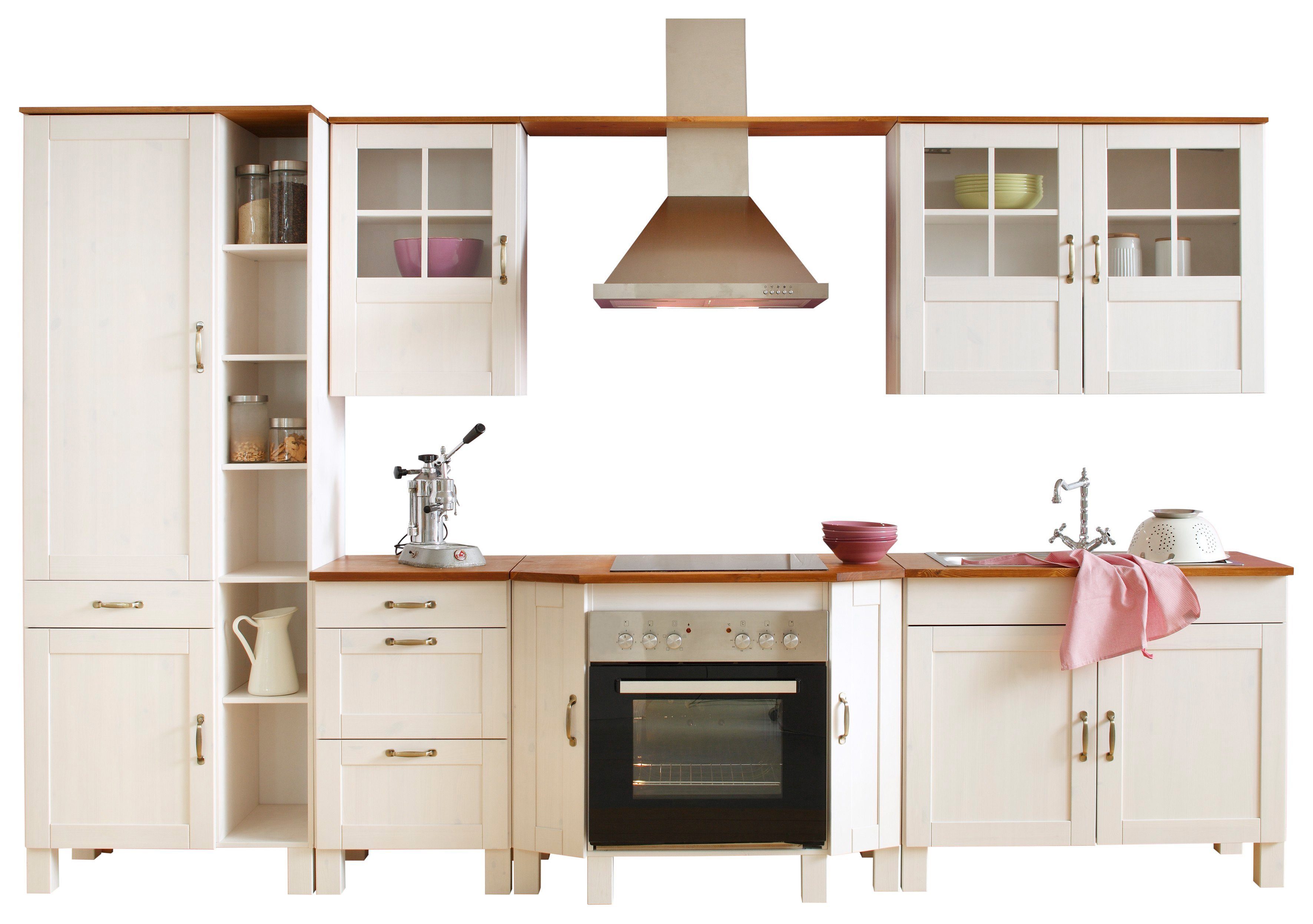 Home affaire Keukenblok Alby Breedte 325 cm, van massief grenenhout, zonder E-apparaten