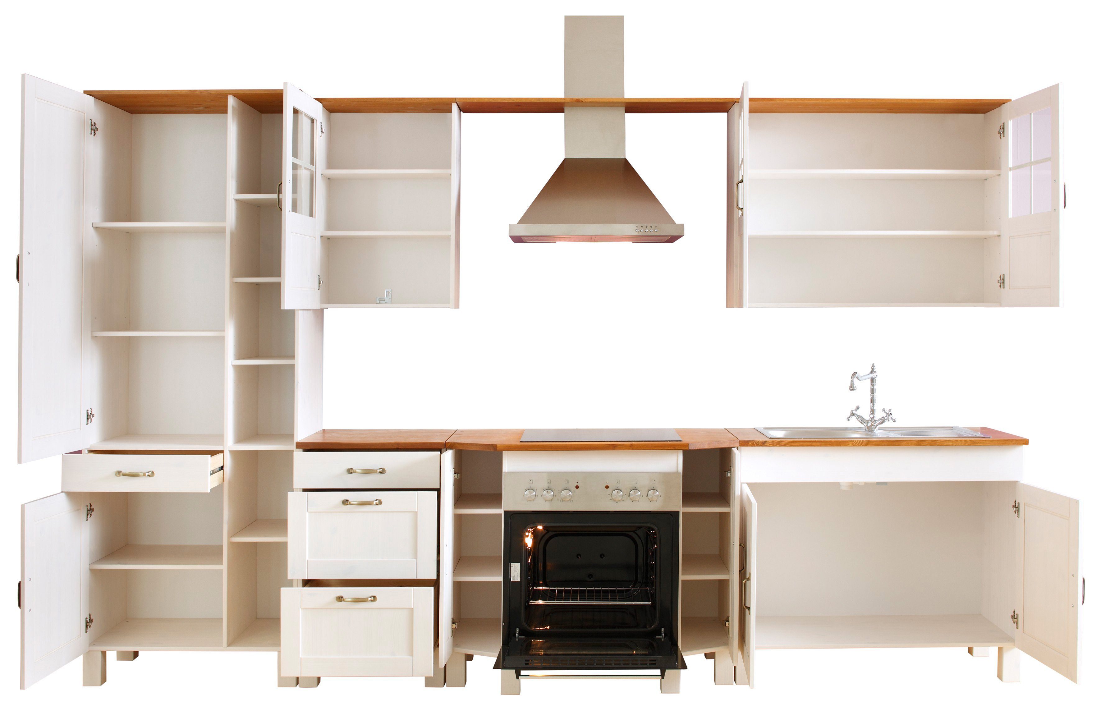 Home affaire Keukenblok Alby Breedte 325 cm, van massief grenenhout, zonder E-apparaten